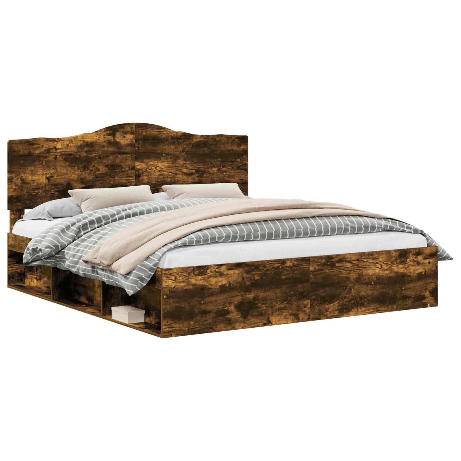 Cadre de lit Chêne fumé 200 x 200 cm Pin massif - XIOS