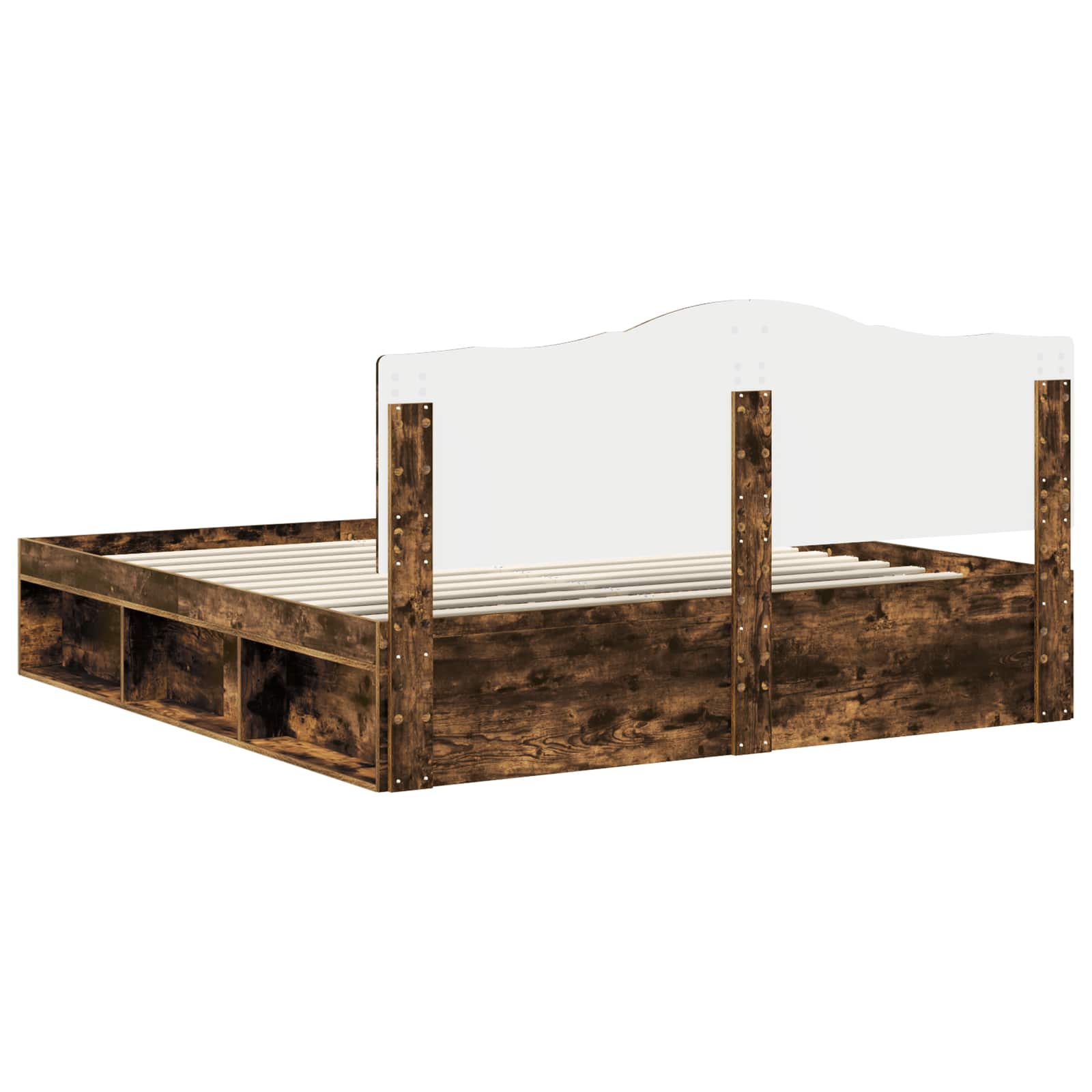 Cadre de lit Chêne fumé 200 x 200 cm Pin massif - XIOS
