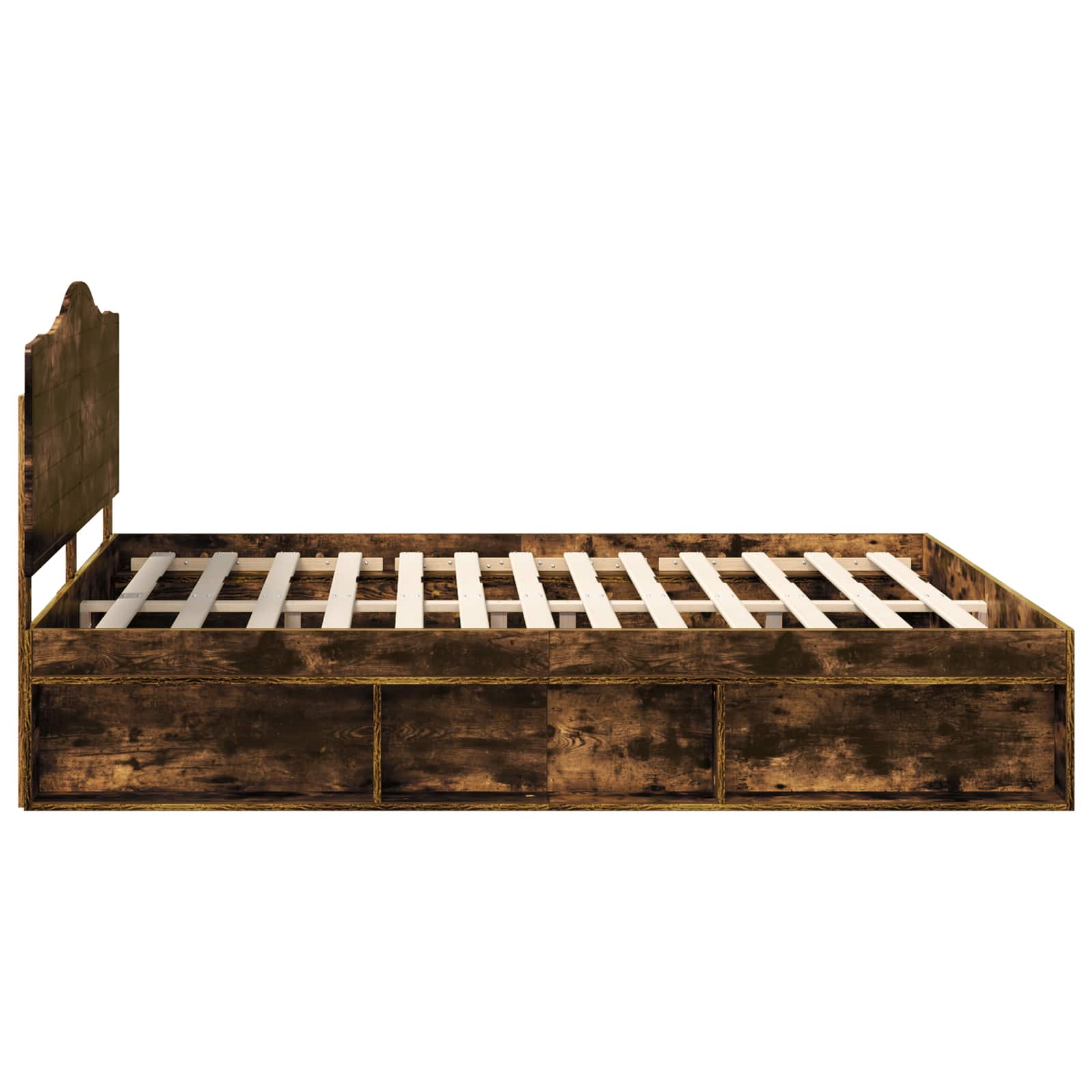 Cadre de lit Chêne fumé 200 x 200 cm Pin massif - XIOS