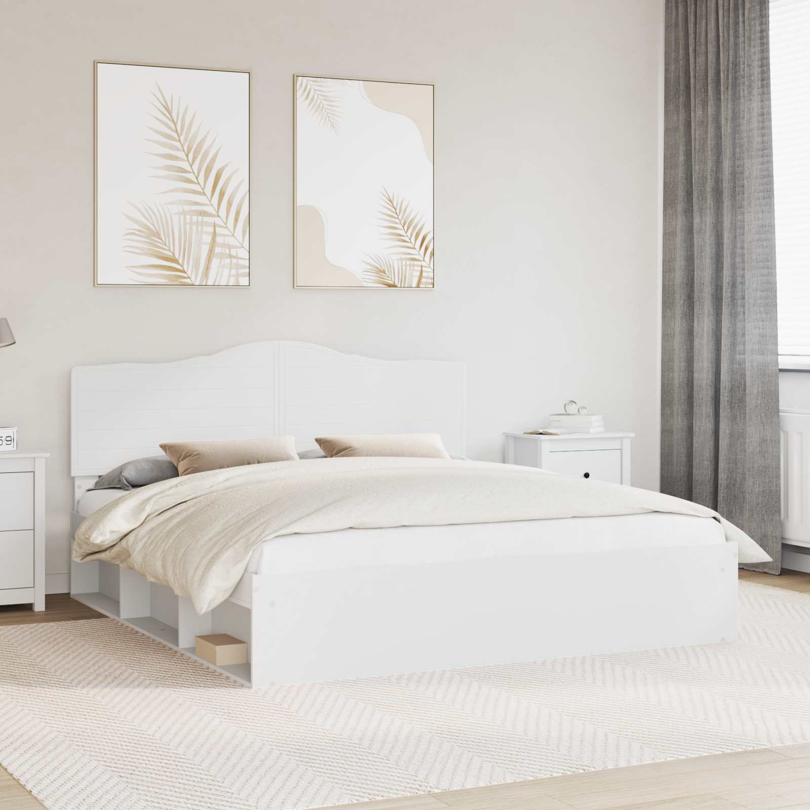 Cadre de lit avec tête de lit Blanc 180 x 200 cm Pin massif - XIOS