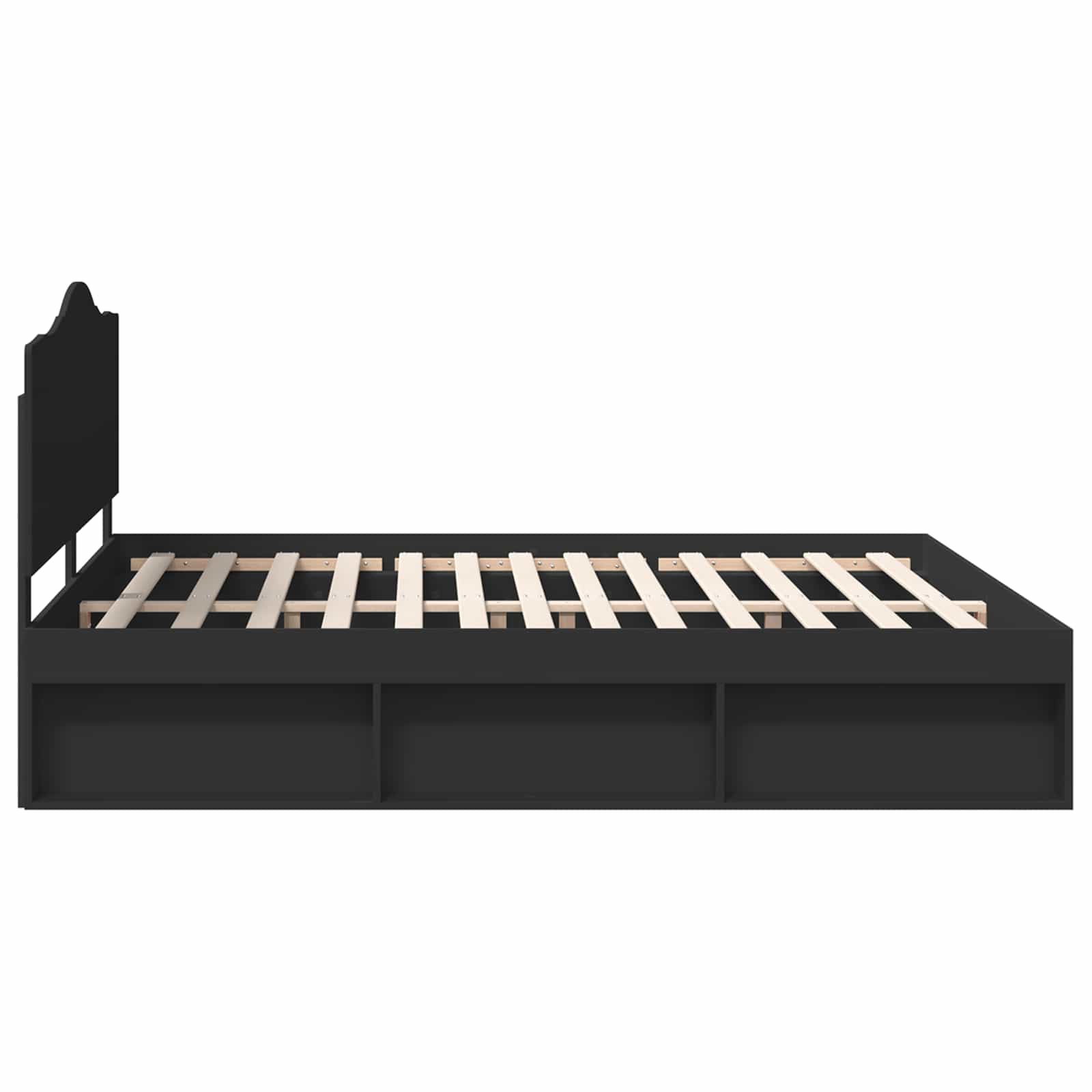 Cadre de lit avec tête de lit Noir 180 x 200 cm Pin massif - XIOS