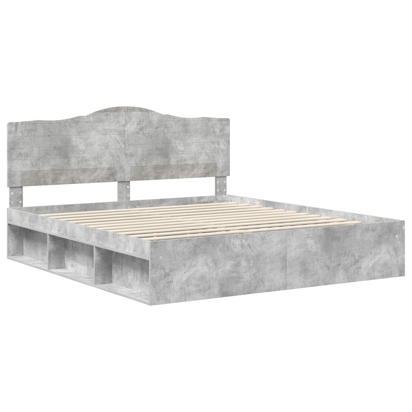 Cadre de lit avec tête de lit Béton 180 x 200 cm Pin massif