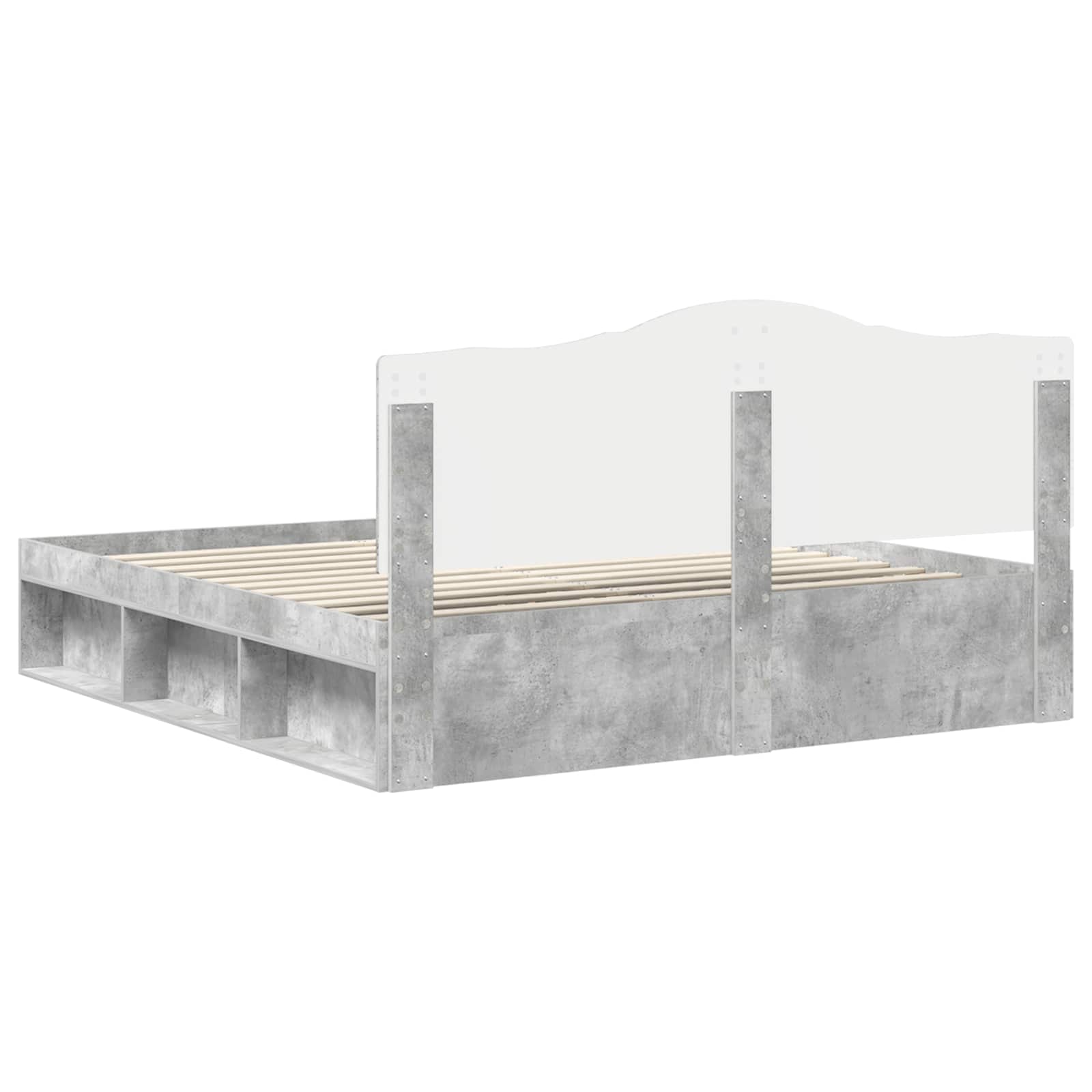 Cadre de lit avec tête de lit Béton 180 x 200 cm Pin massif