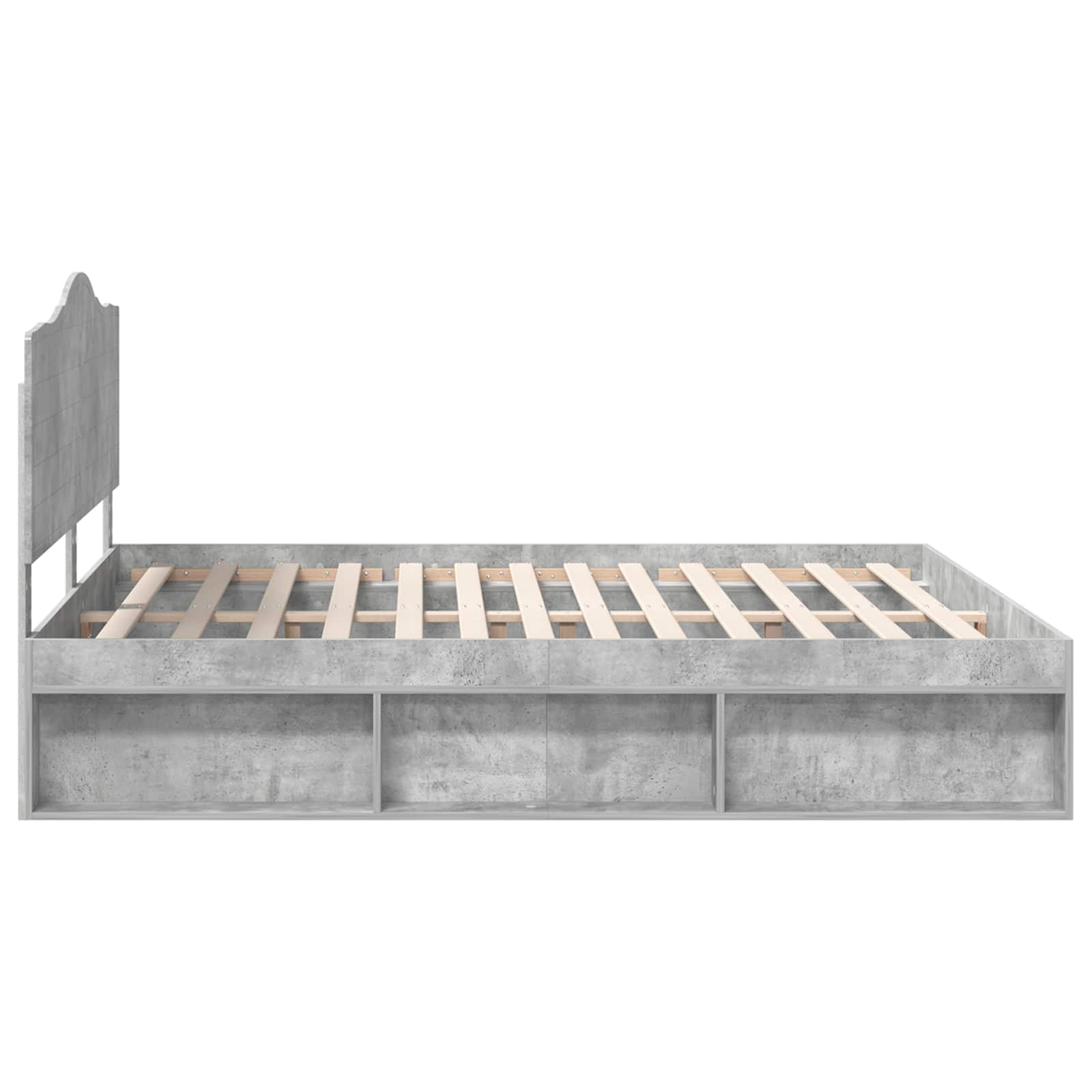 Cadre de lit avec tête de lit Béton 180 x 200 cm Pin massif - XIOS