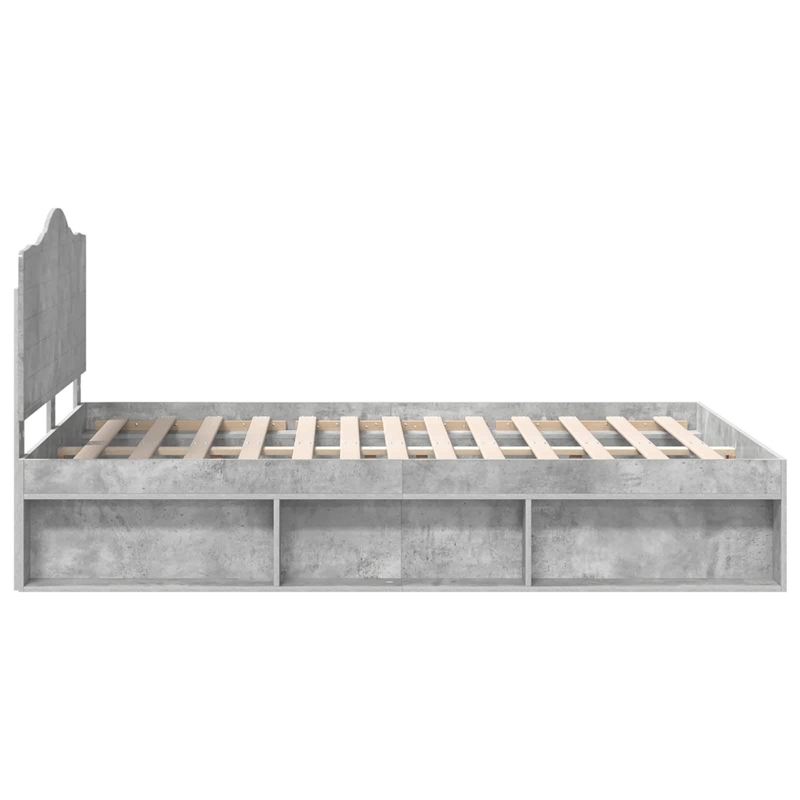 Cadre de lit avec tête de lit Béton 160 x 200 cm Pin massif - XIOS
