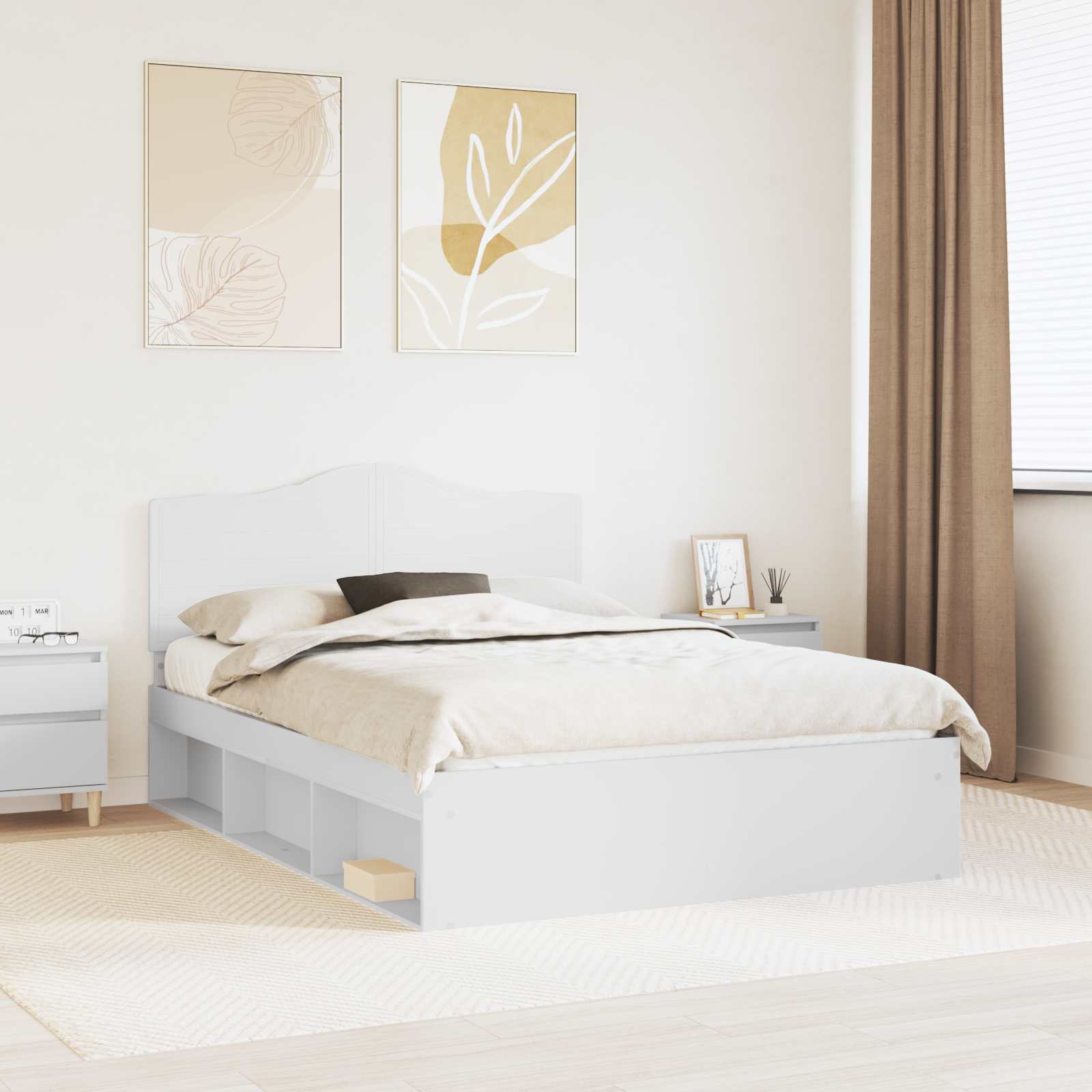 Cadre de lit avec tête de lit Blanc 150 x 200 cm Pin massif - XIOS