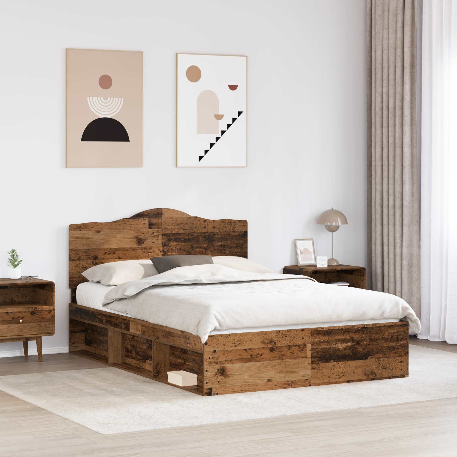 Cadre de lit Bois ancien 150 x 200 cm Pin massif - XIOS