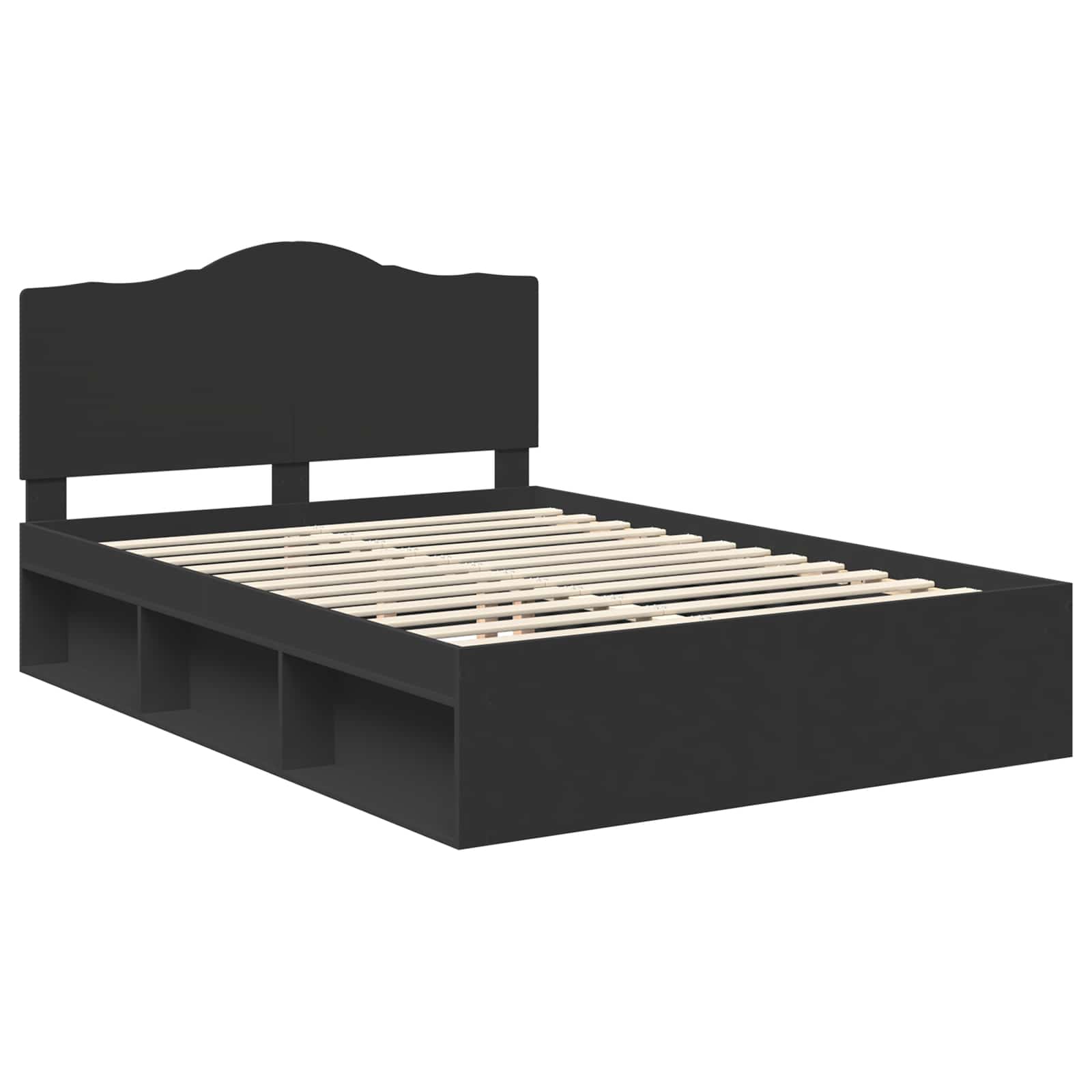 Cadre de lit avec tête de lit Noir 140 x 200 cm Pin massif - XIOS
