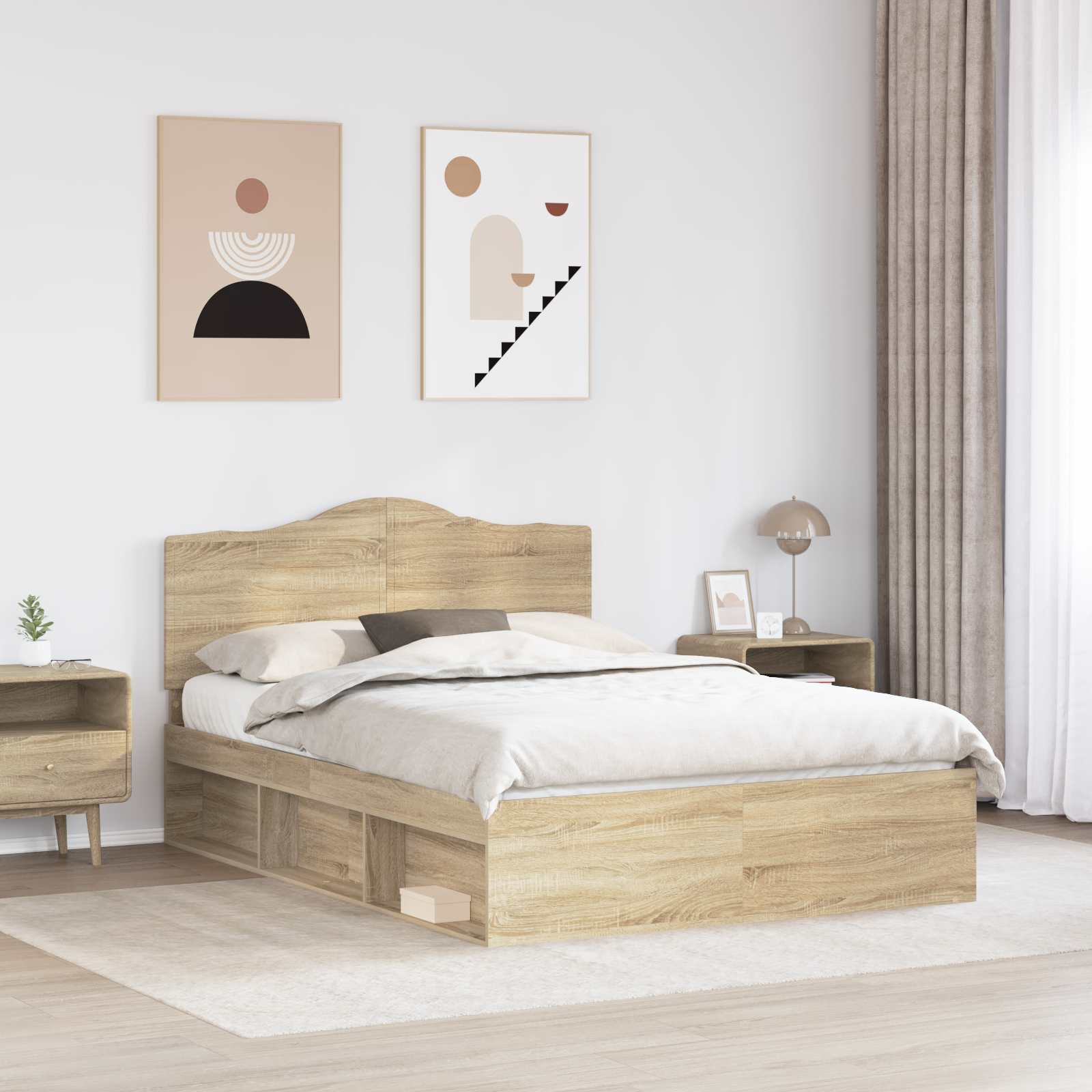 Cadre de lit avec tête de lit Sonoma 140 x 190 cm Pin massif
