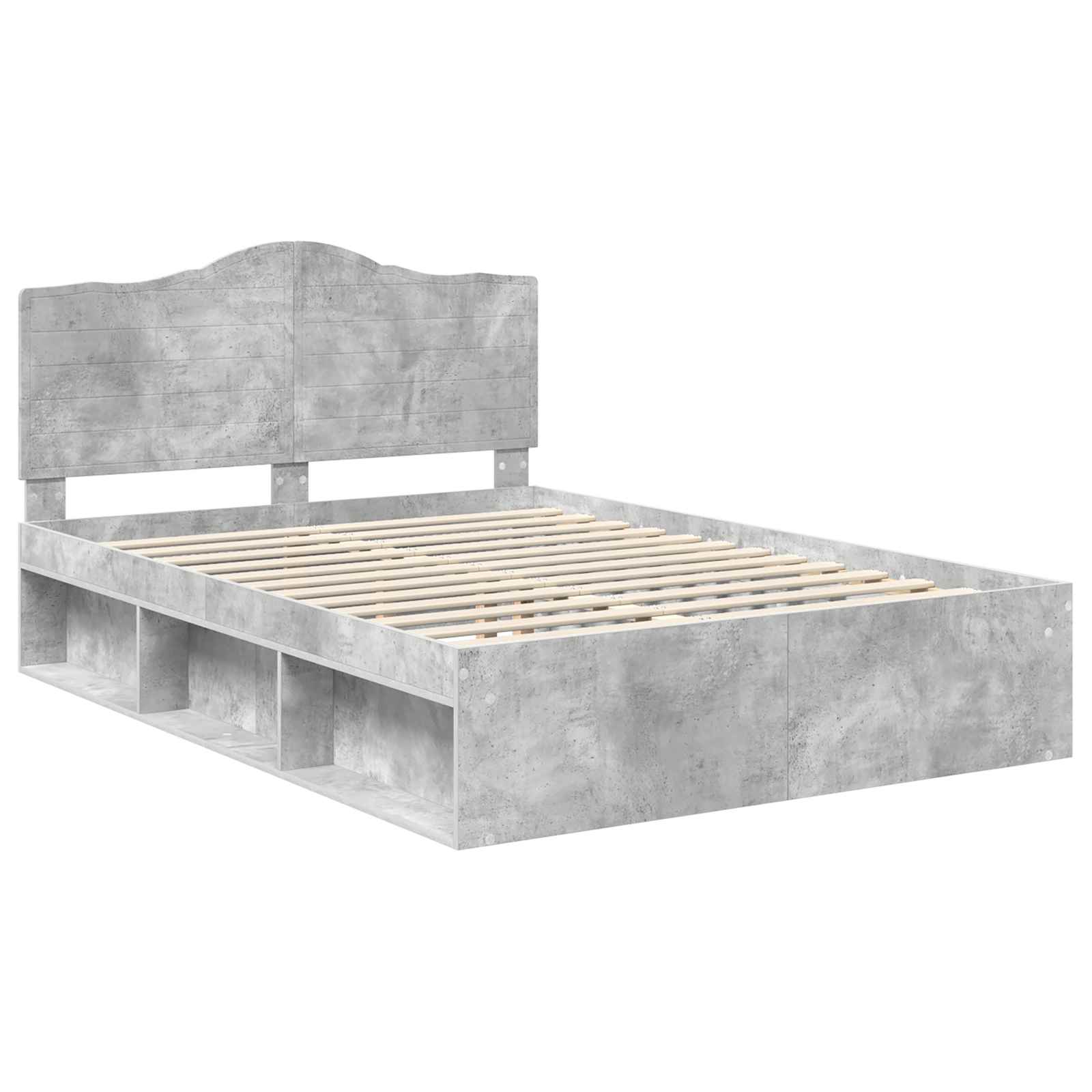 Cadre de lit avec tête de lit Béton 140 x 190 cm Pin massif - XIOS