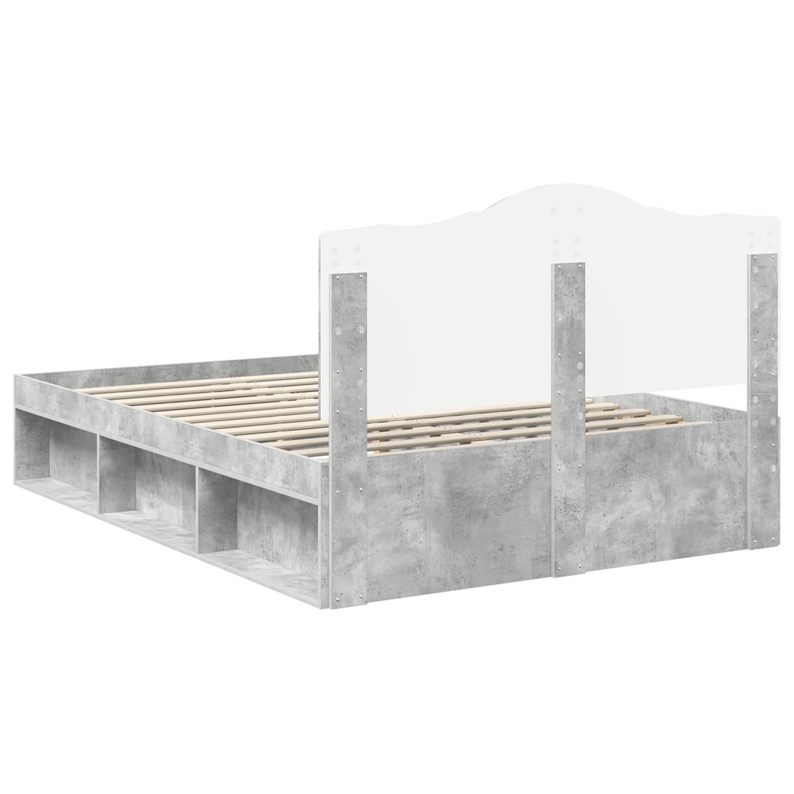 Cadre de lit avec tête de lit Béton 140 x 190 cm Pin massif - XIOS