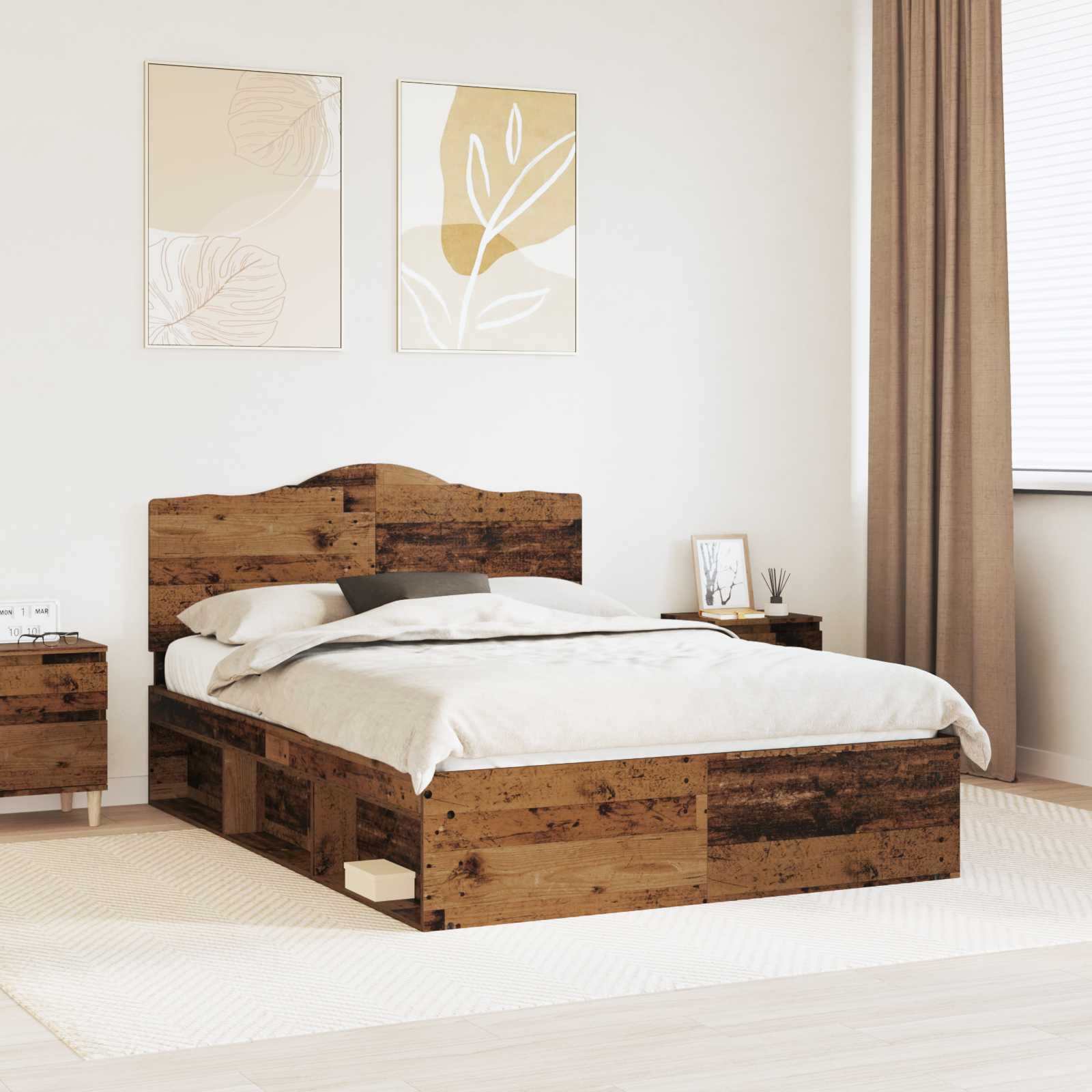 Cadre de lit Bois ancien 140 x 190 cm Pin massif
