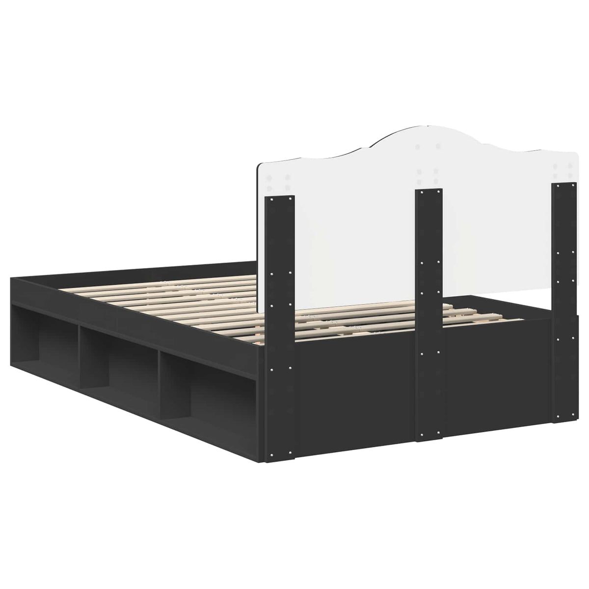 Cadre de lit avec tête de lit Noir 135 x 190 cm Pin massif