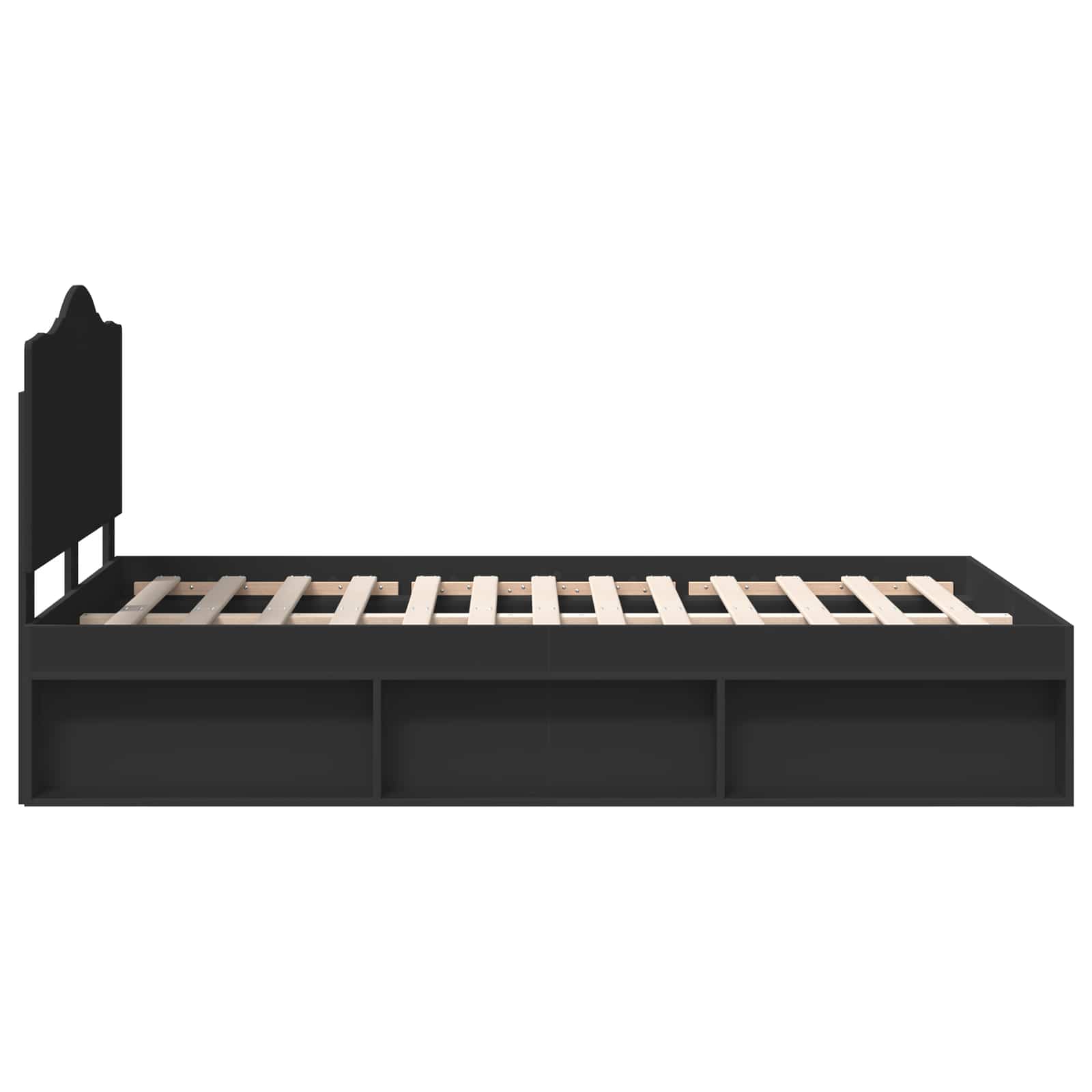 Cadre de lit avec tête de lit Noir 135 x 190 cm Pin massif - XIOS