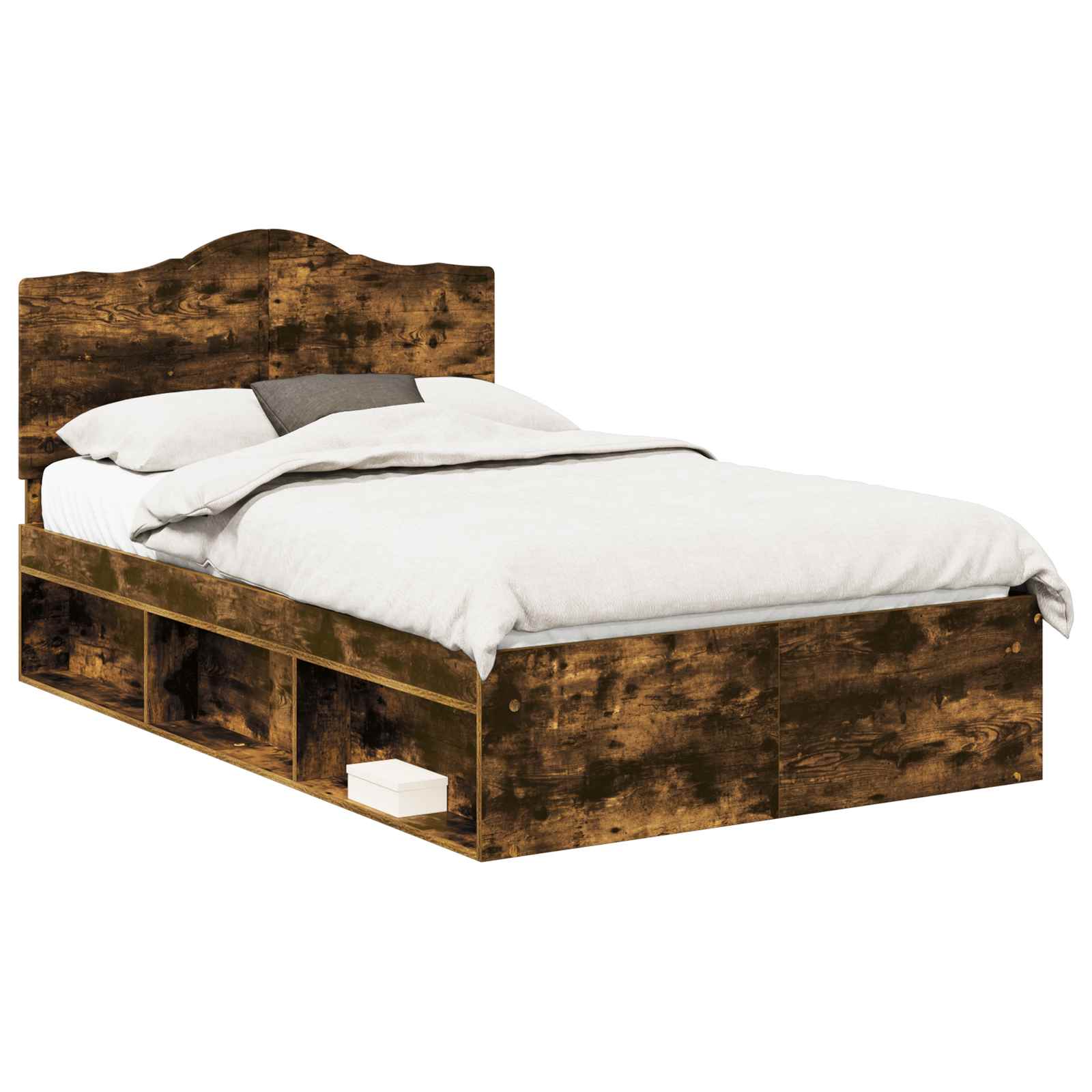 Cadre de lit Chêne fumé 135 x 190 cm Pin massif