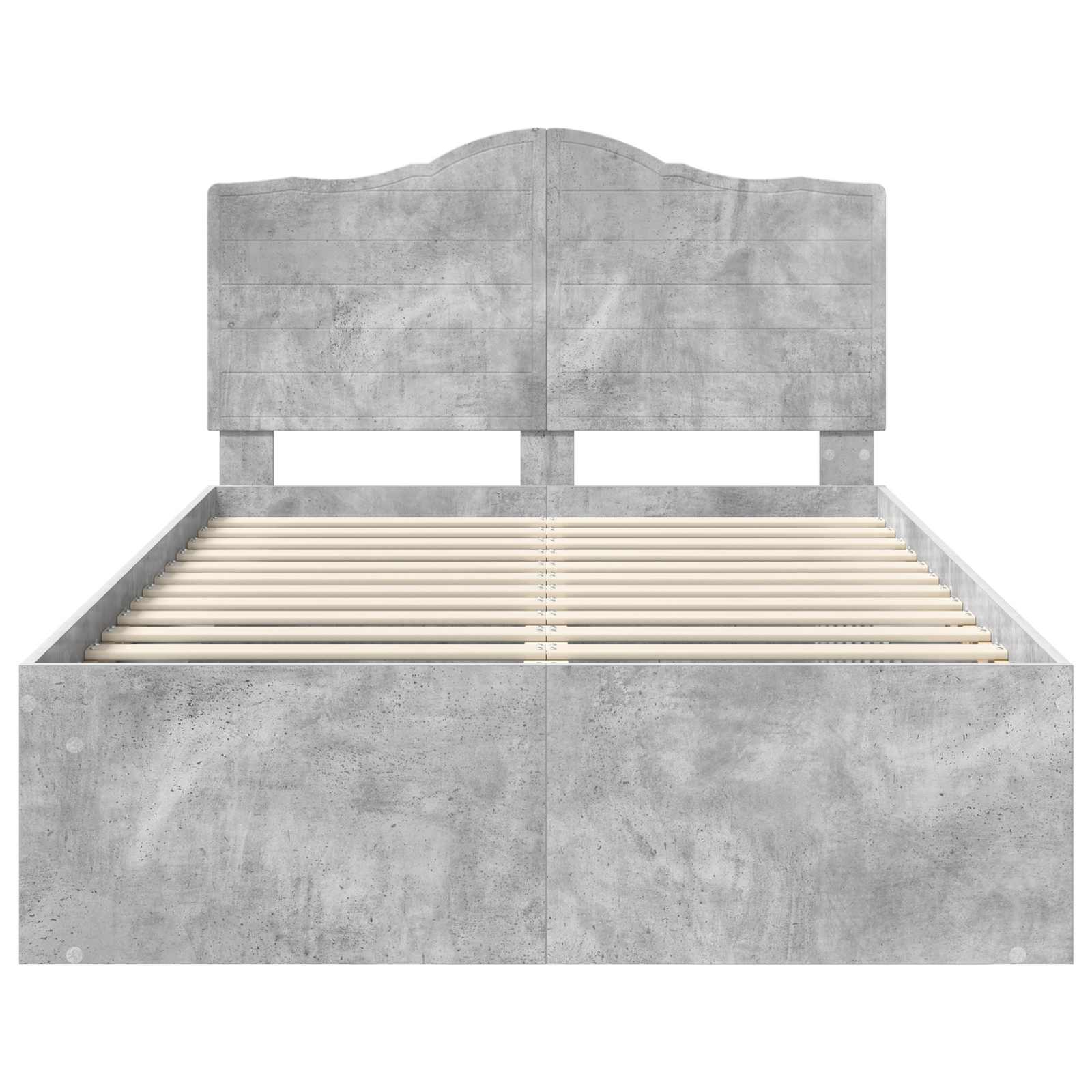 Cadre de lit avec tête de lit Béton 120 x 200 cm Pin massif