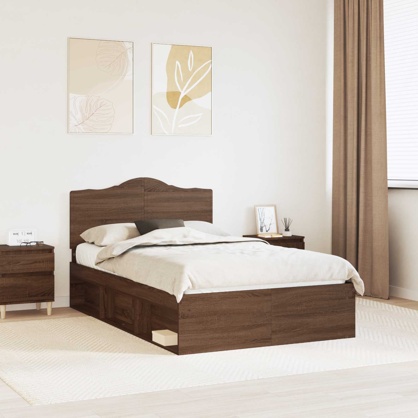Cadre de lit Chêne brun 120 x 200 cm Pin massif - XIOS