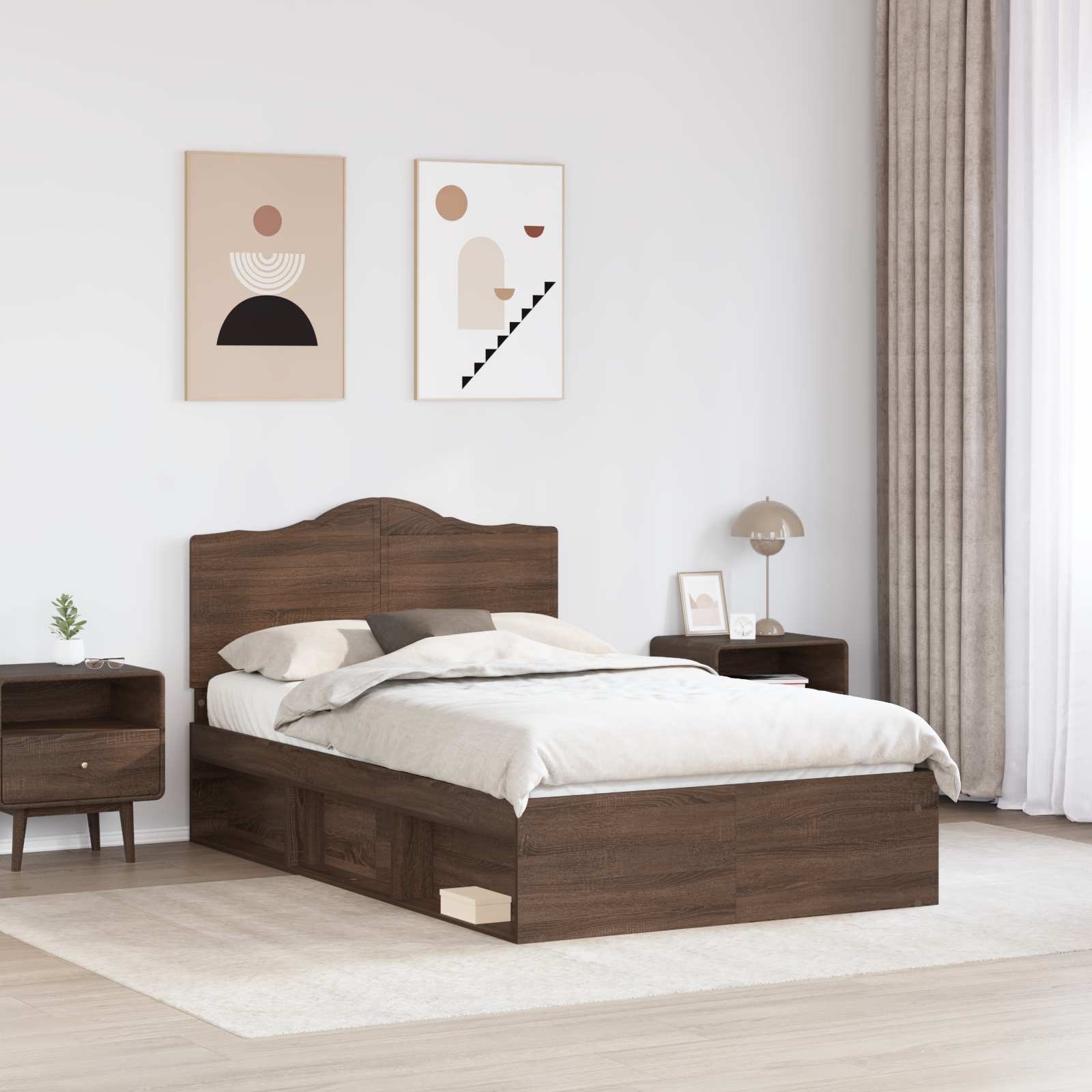 Cadre de lit Chêne brun 120 x 200 cm Pin massif - XIOS