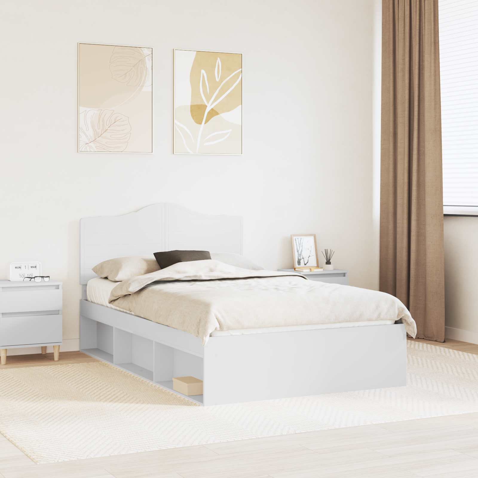 Cadre de lit avec tête de lit Blanc 120 x 190 cm Pin massif - XIOS