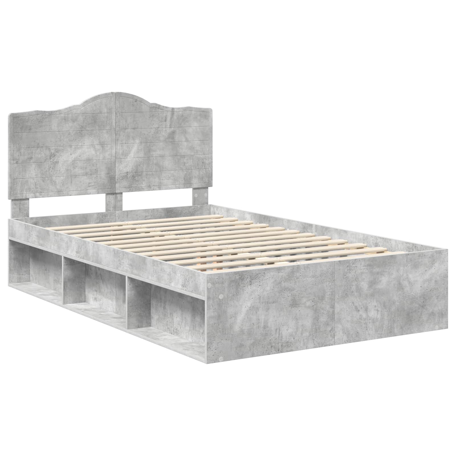 Cadre de lit avec tête de lit Béton 120 x 190 cm Pin massif