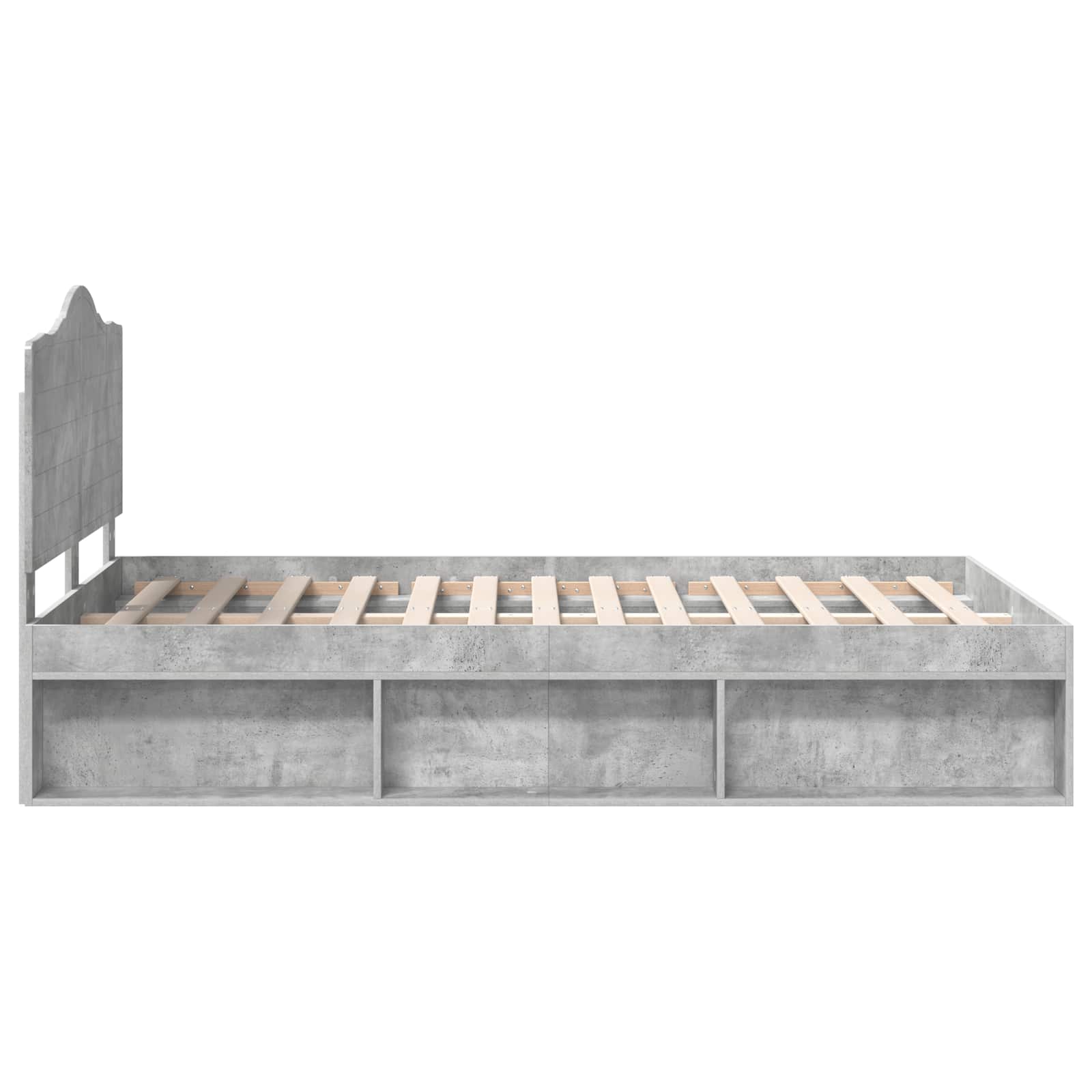 Cadre de lit avec tête de lit Béton 120 x 190 cm Pin massif