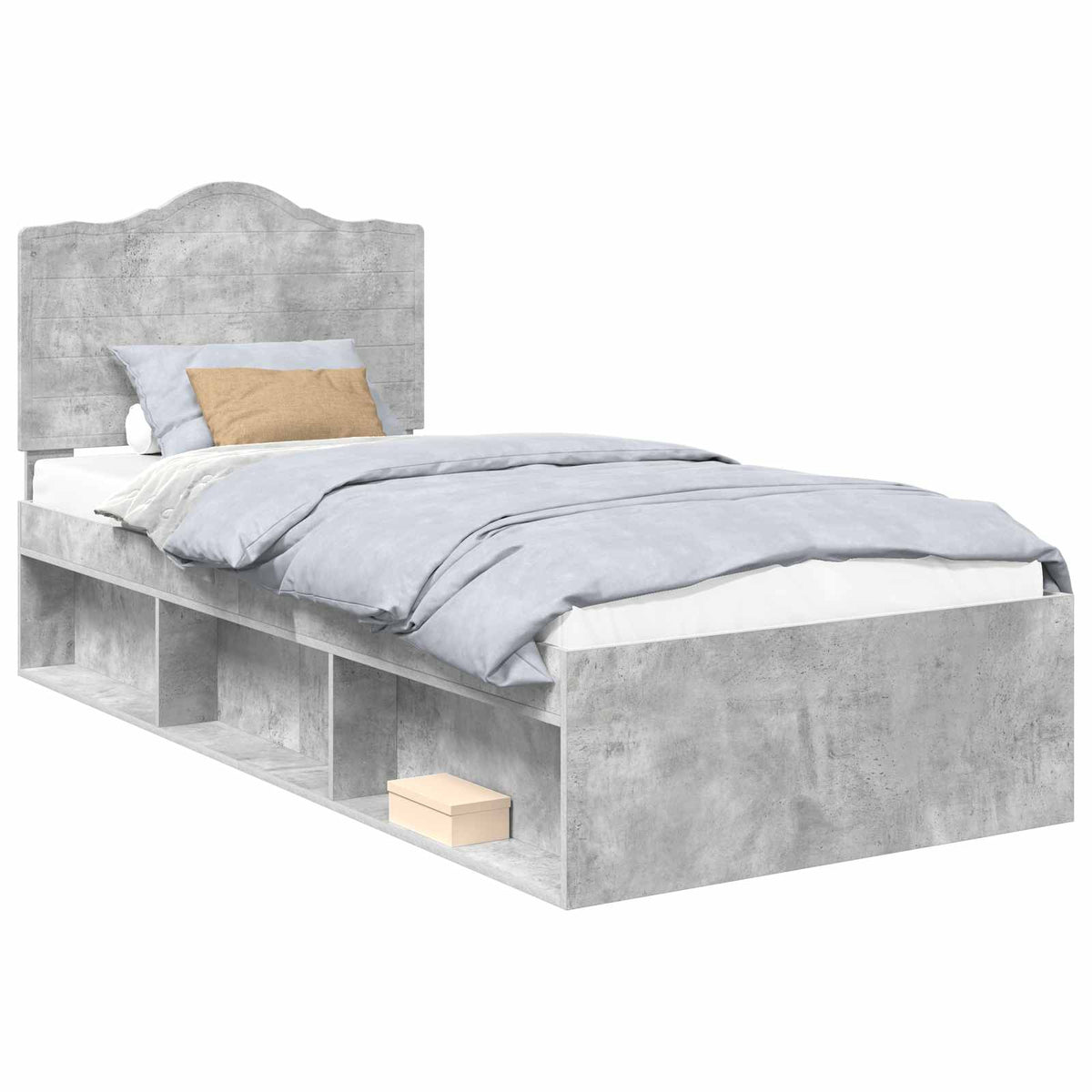 Cadre de lit Gris Béton 100 x 200 cm Pin massif