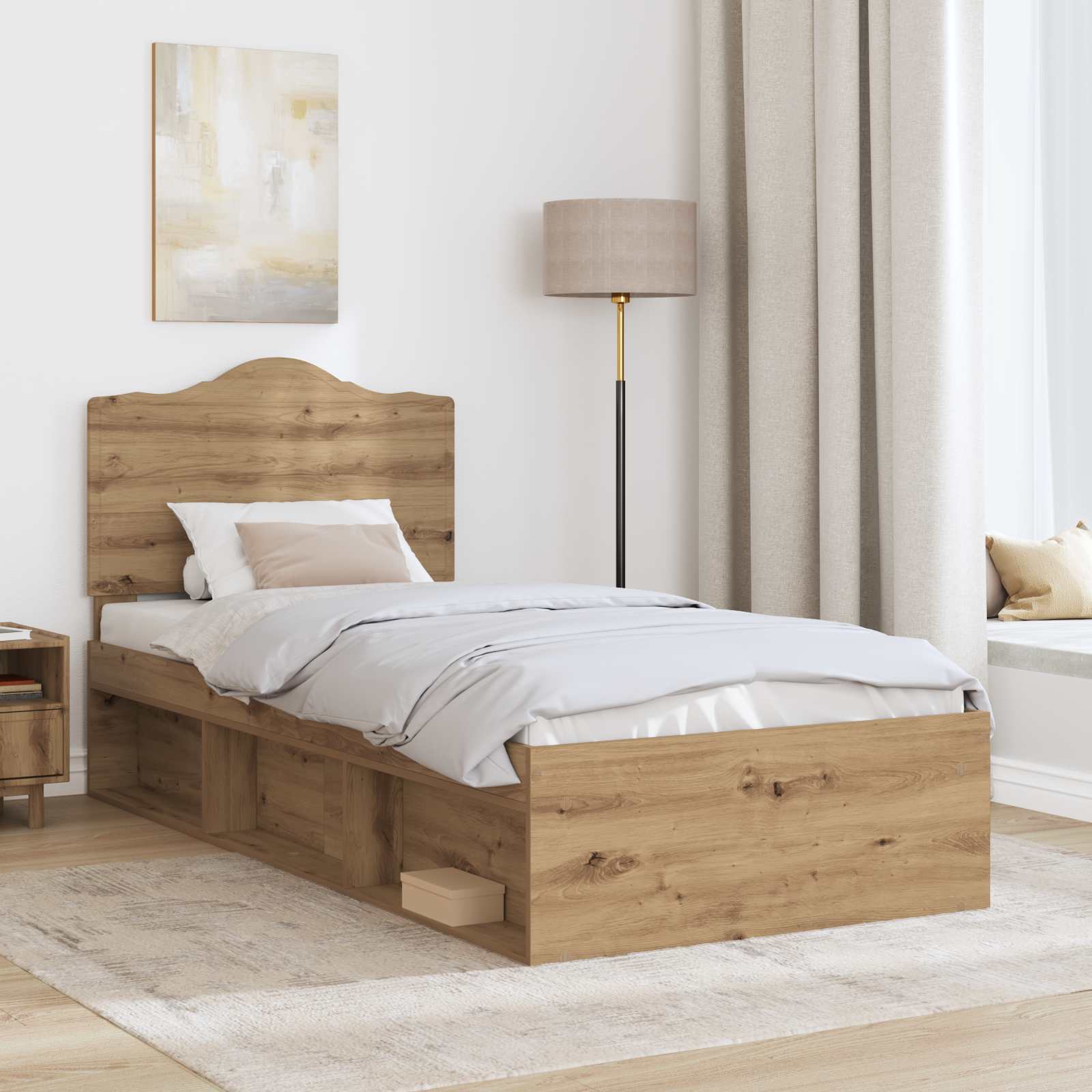 Cadre de lit Chêne artisan 100 x 200 cm Pin massif - XIOS