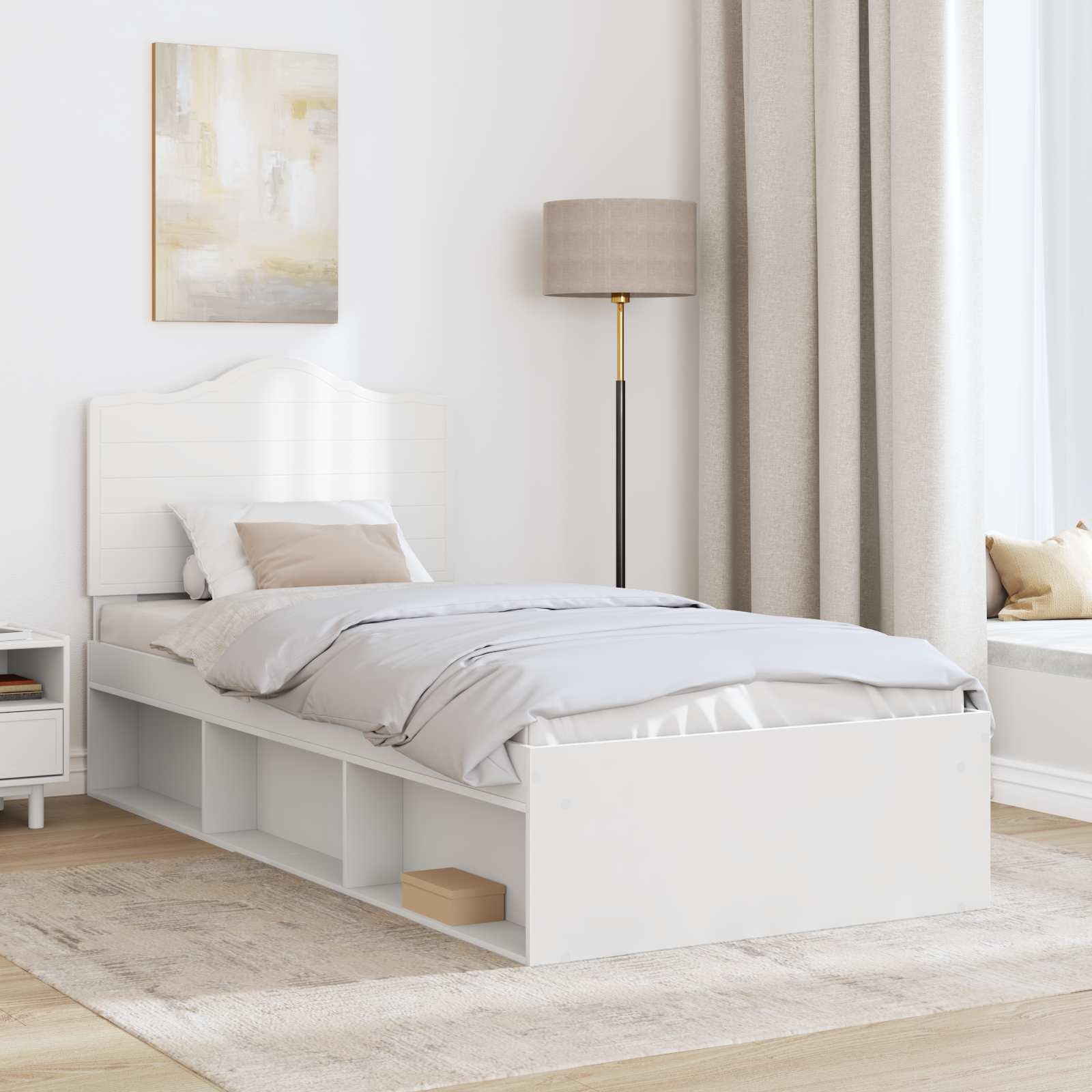 Cadre de lit avec tête de lit Blanc 90 x 200 cm Pin massif - XIOS