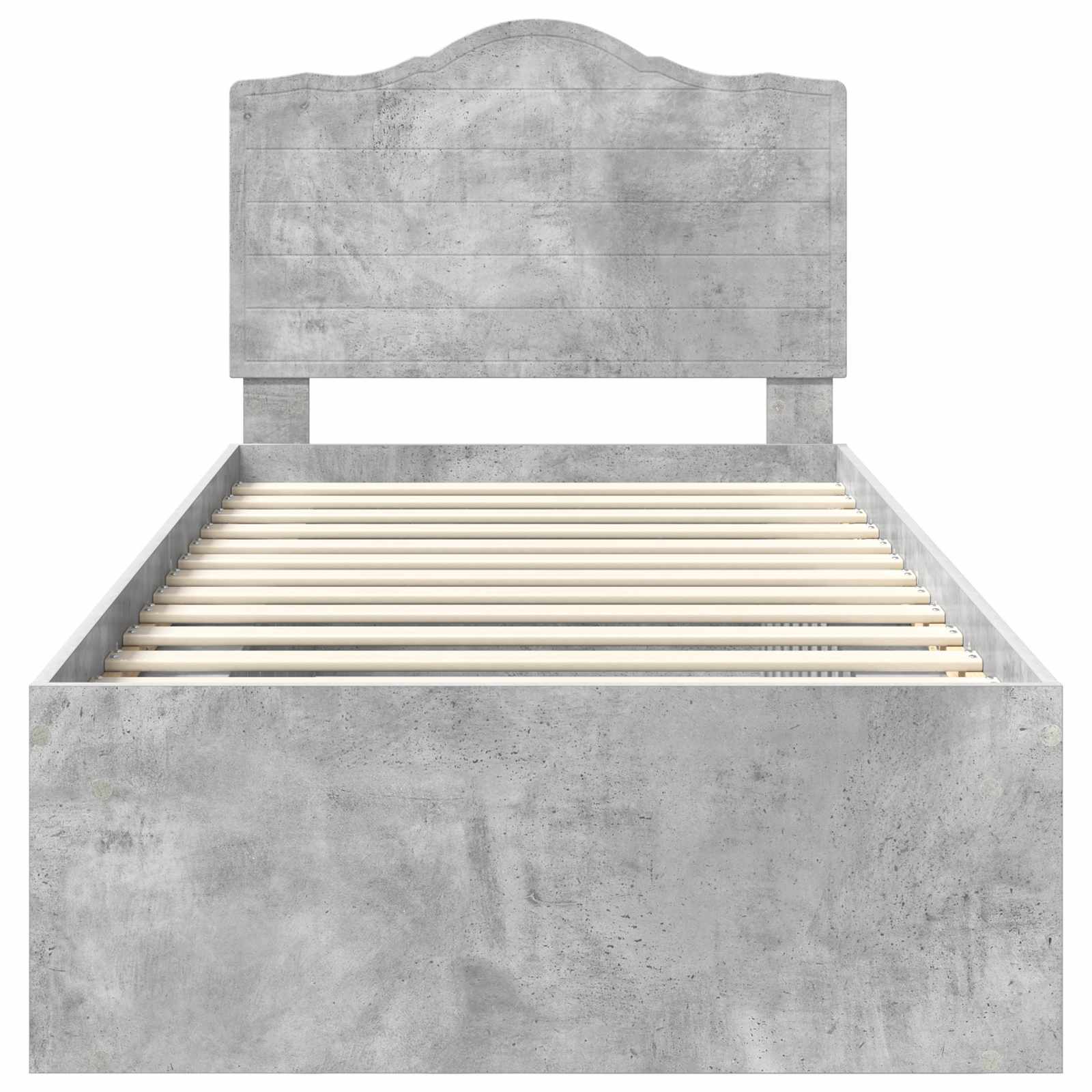 Cadre de lit avec tête de lit Béton 90 x 200 cm Pin massif