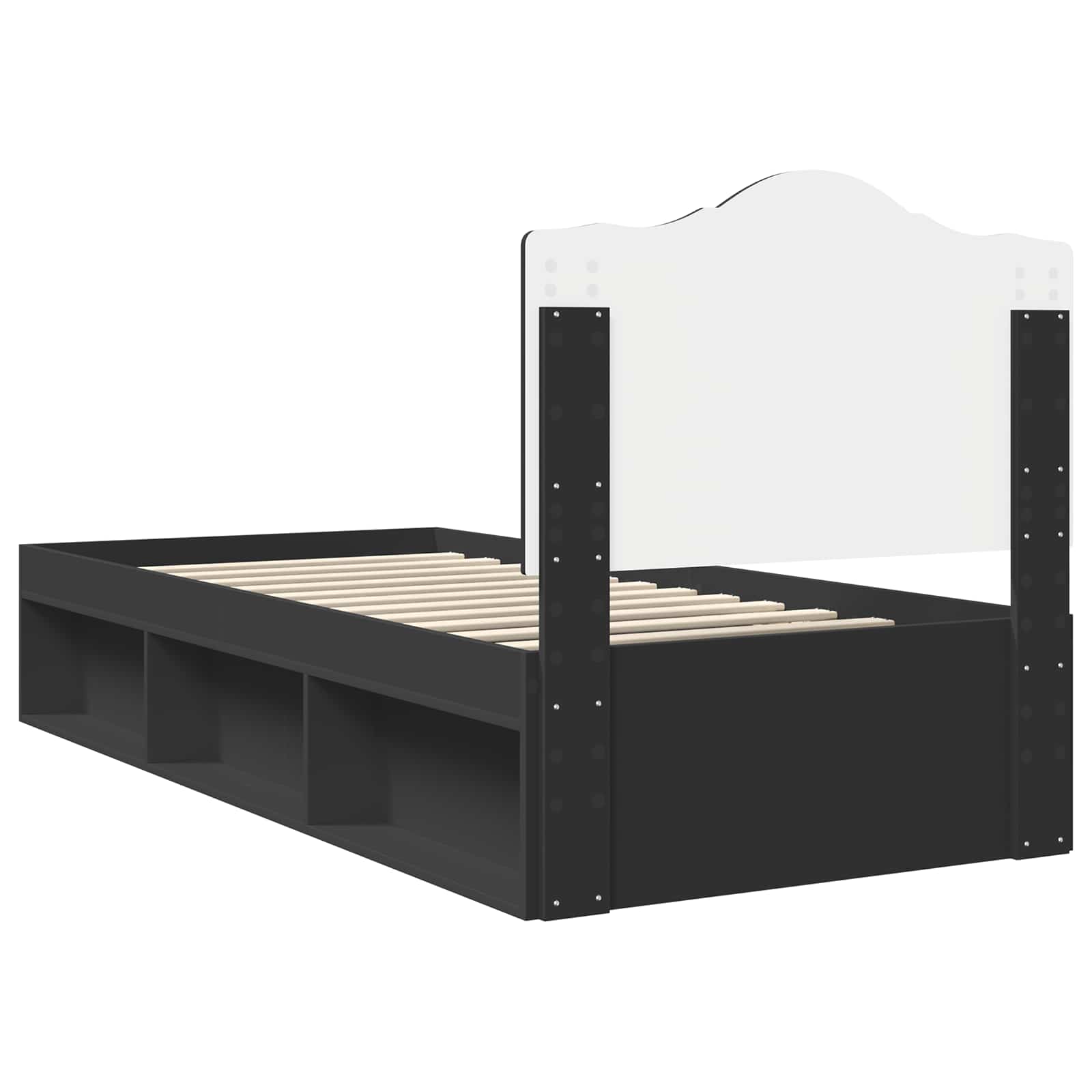 Cadre de lit avec tête de lit Noir 90 x 190 cm Pin massif - XIOS
