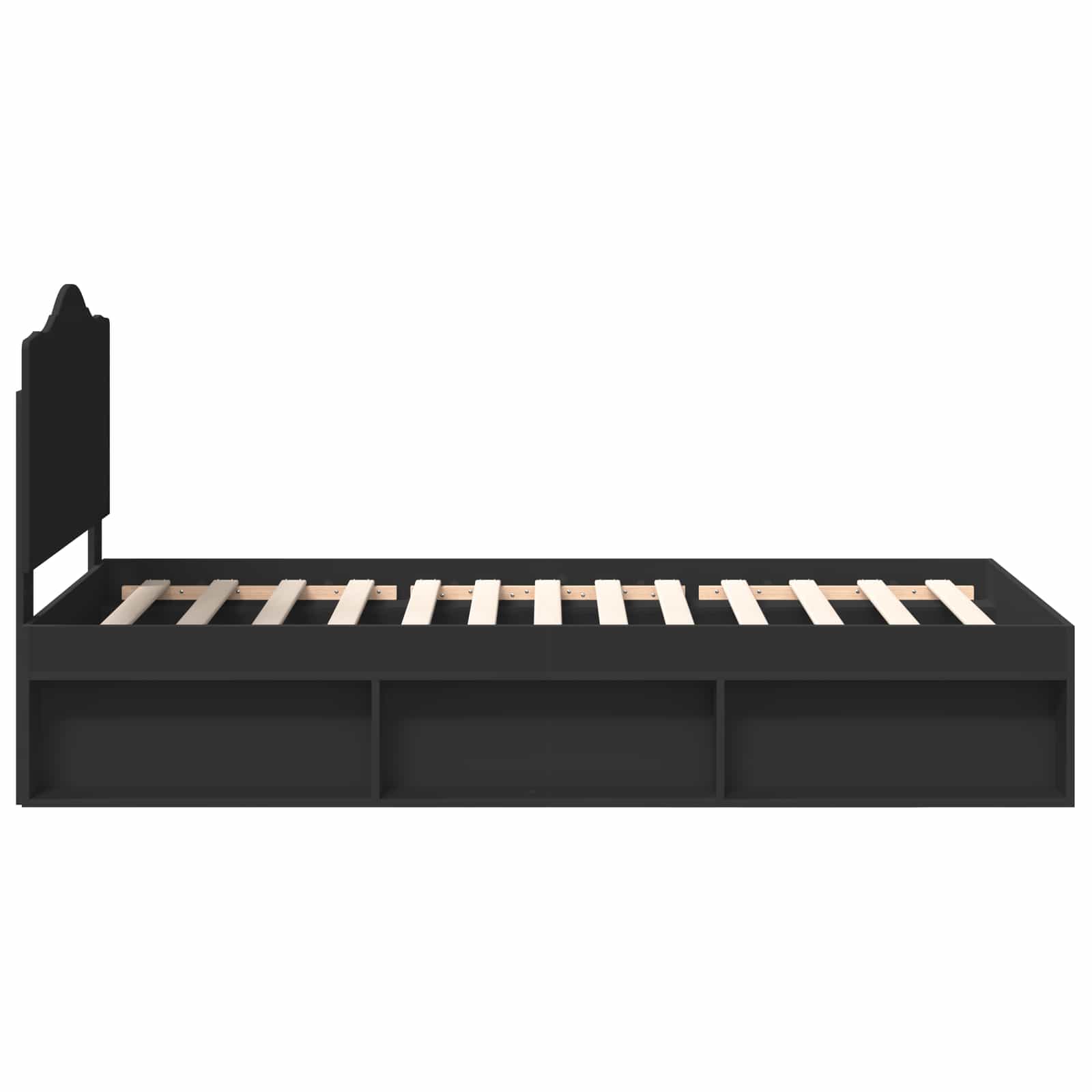 Cadre de lit avec tête de lit Noir 90 x 190 cm Pin massif - XIOS