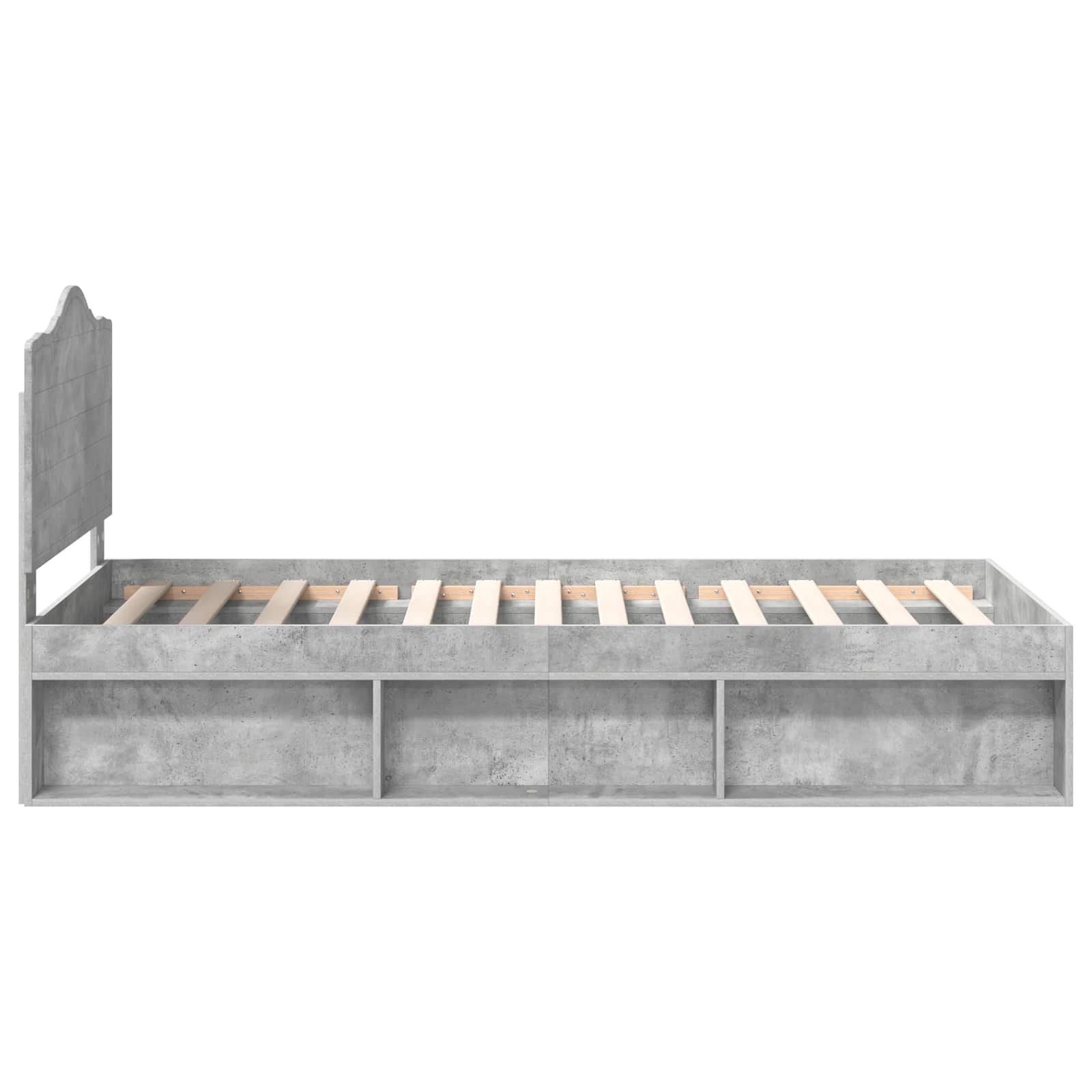 Cadre de lit avec tête de lit Gris Béton 90 x 190 cm Pin massif
