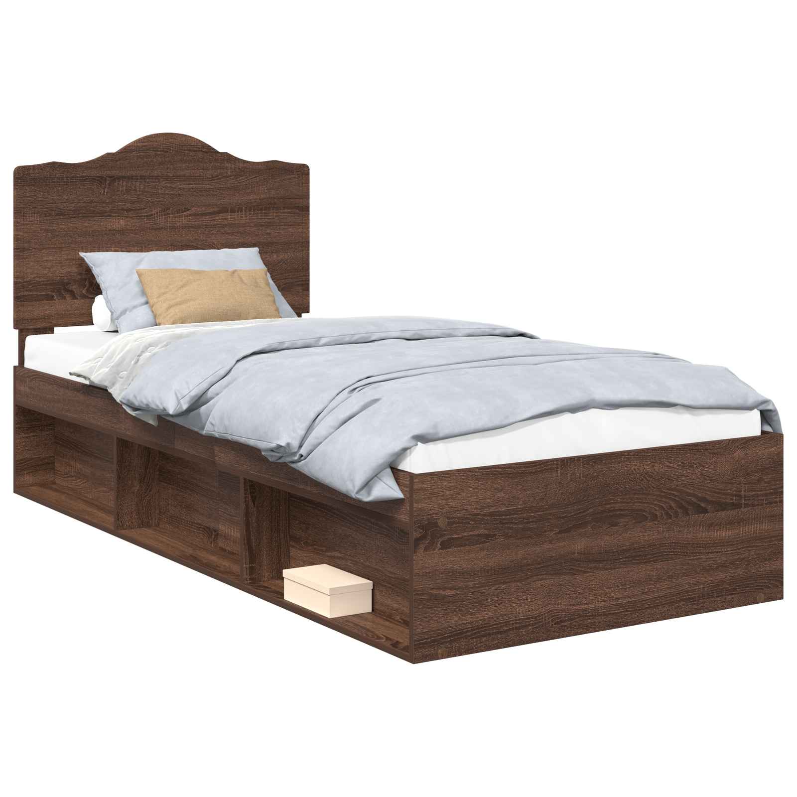 Cadre de lit avec tête de lit Chêne brun 90 x 190 cm Pin massif