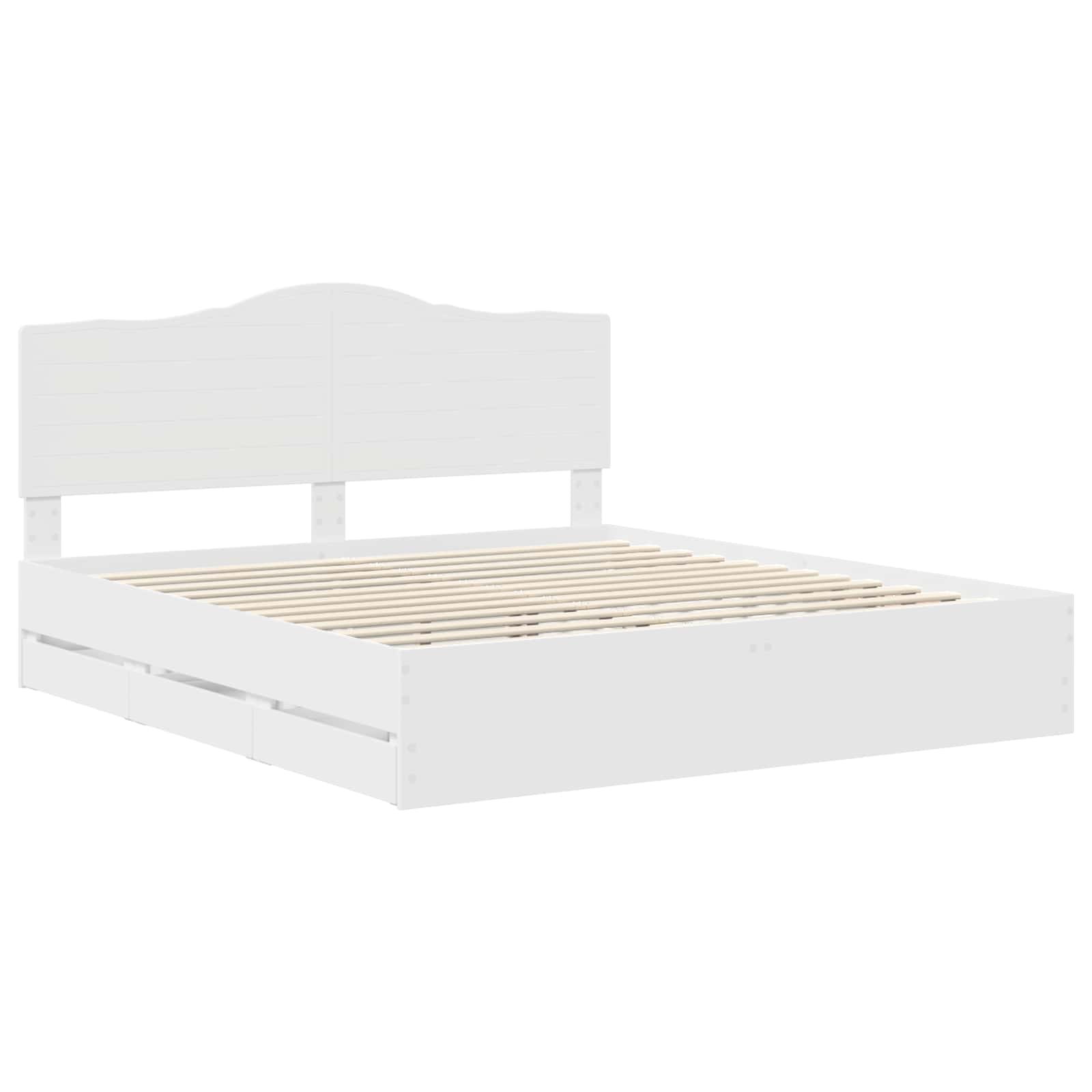 Cadre de lit avec tiroir Blanc 200 x 200 cm Bois Ingénierie - XIOS
