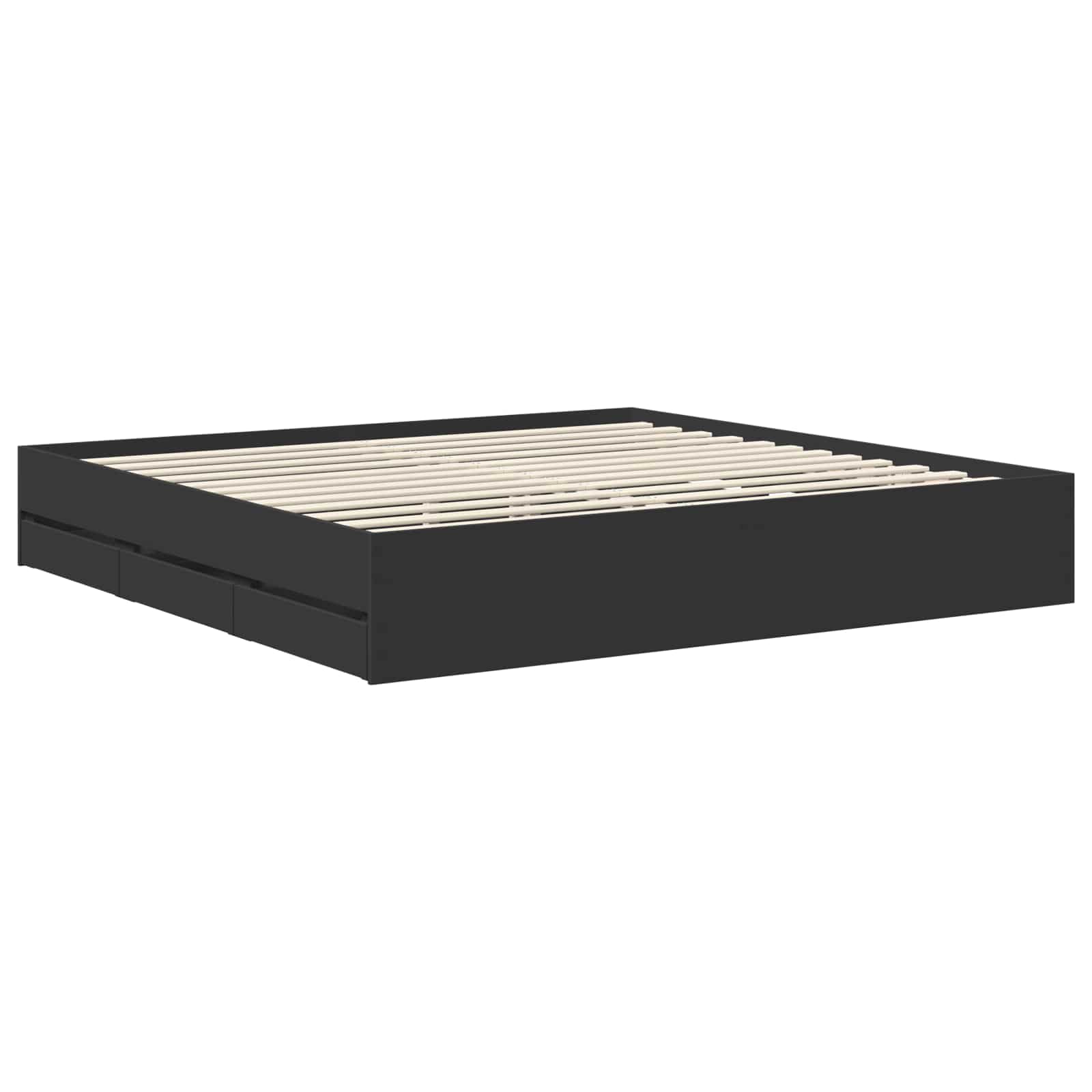 Cadre de lit avec tiroir Noir 200 x 200 cm Bois Ingénierie - XIOS