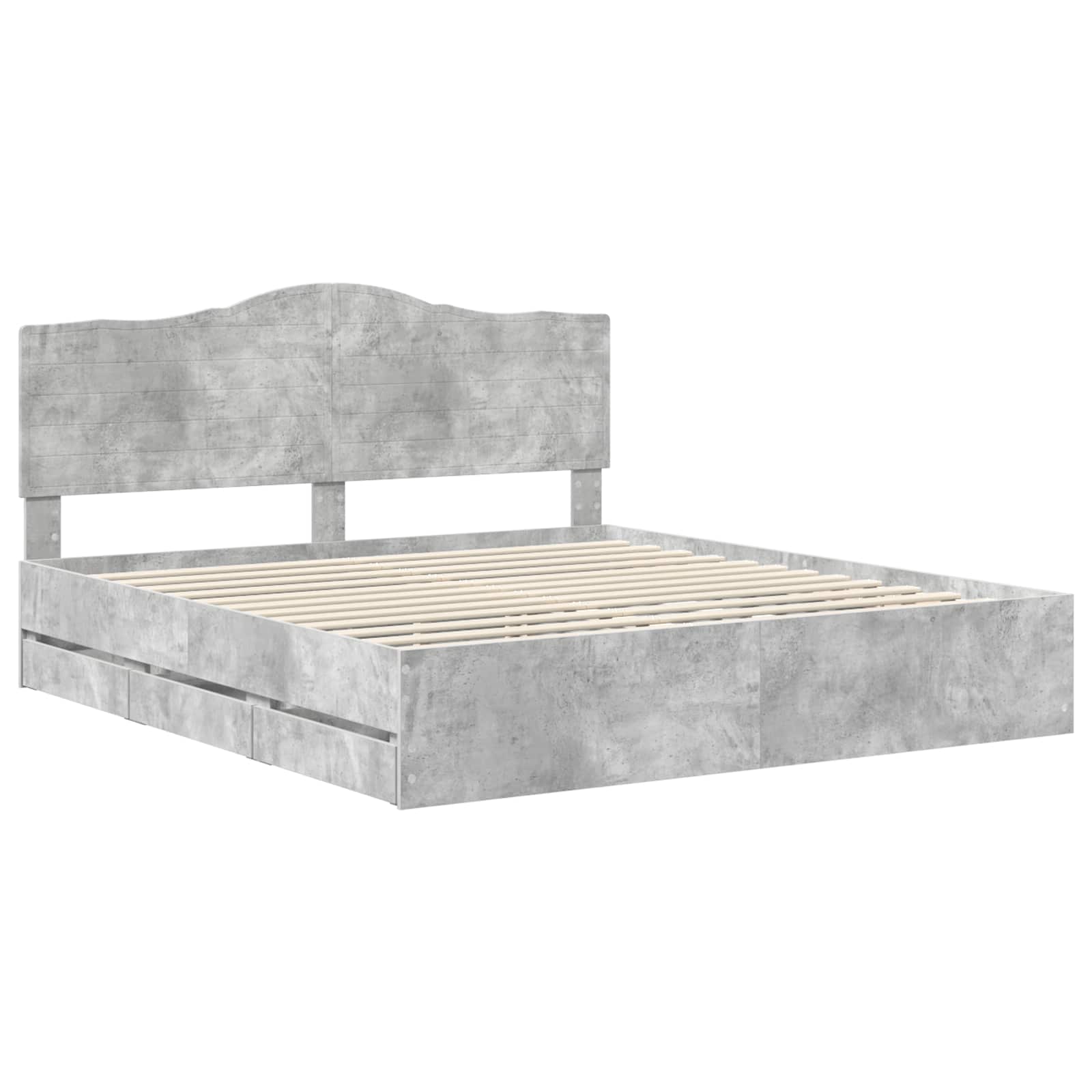 Cadre de lit Gris Béton 200 x 200 cm Bois Ingénierie - XIOS