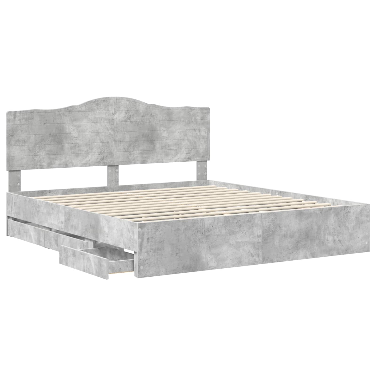 Cadre de lit Gris Béton 200 x 200 cm Bois Ingénierie - XIOS