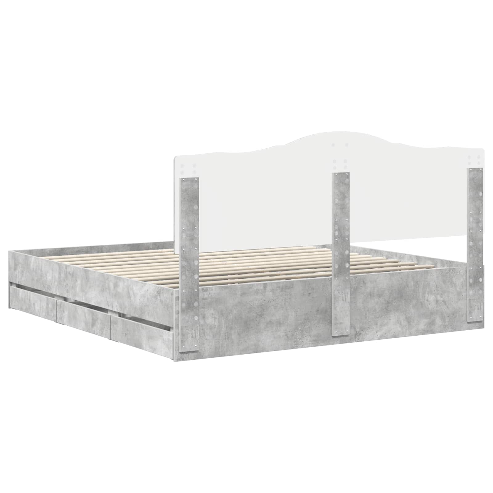 Cadre de lit Gris Béton 200 x 200 cm Bois Ingénierie - XIOS