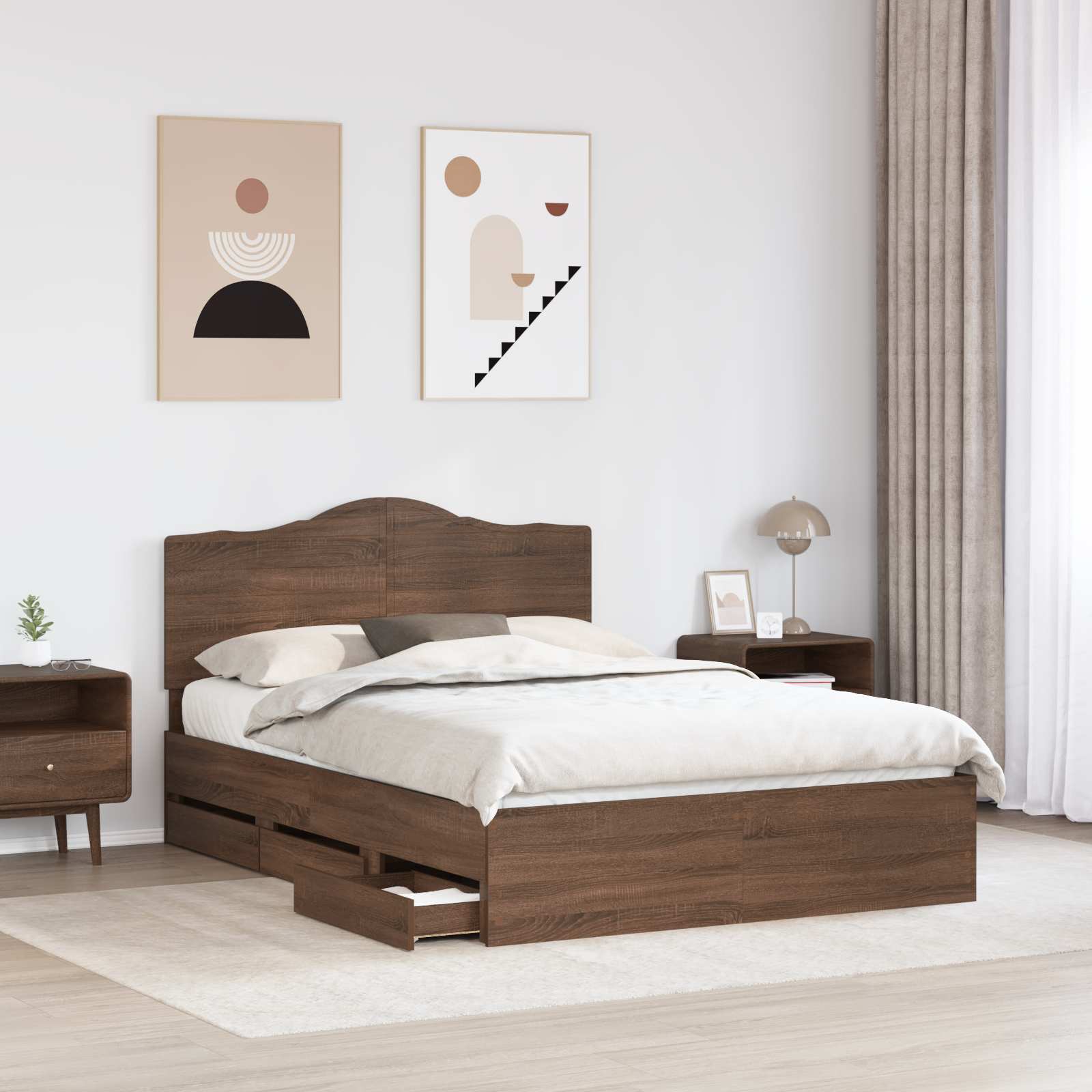 Cadre de lit Chêne brun 150 x 200 cm Bois Ingénierie - XIOS