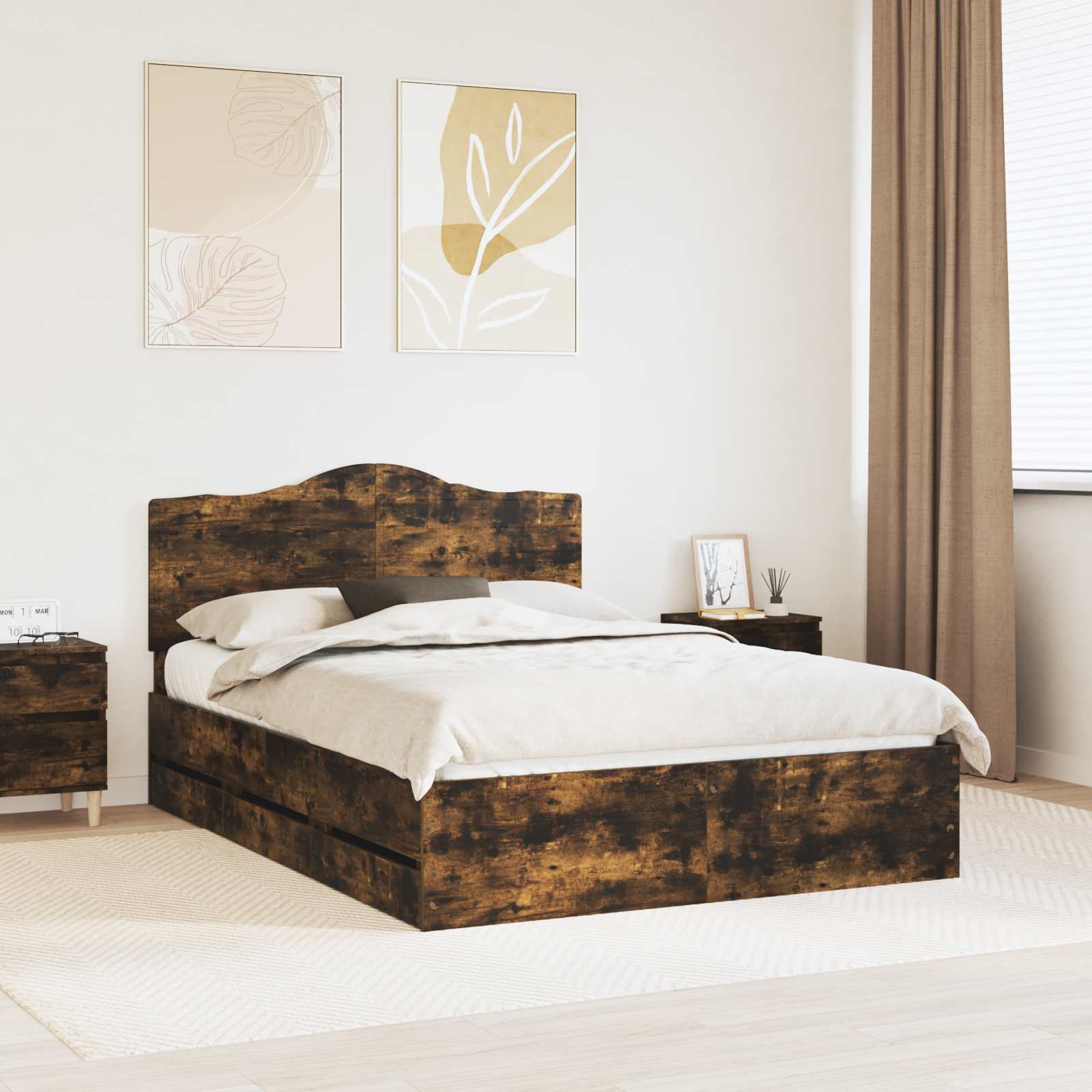Cadre de lit Chêne fumé 140 x 200 cm Bois Ingénierie - XIOS