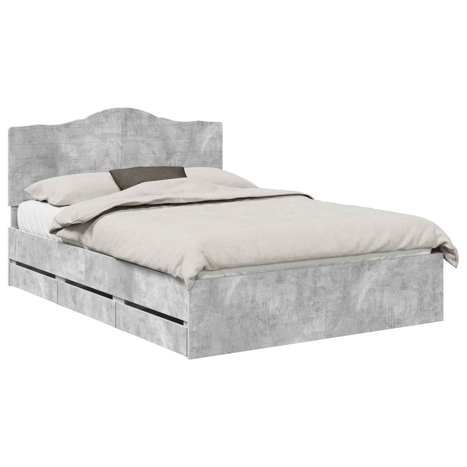Cadre de lit Gris Béton 140 x 190 cm Bois Ingénierie - XIOS