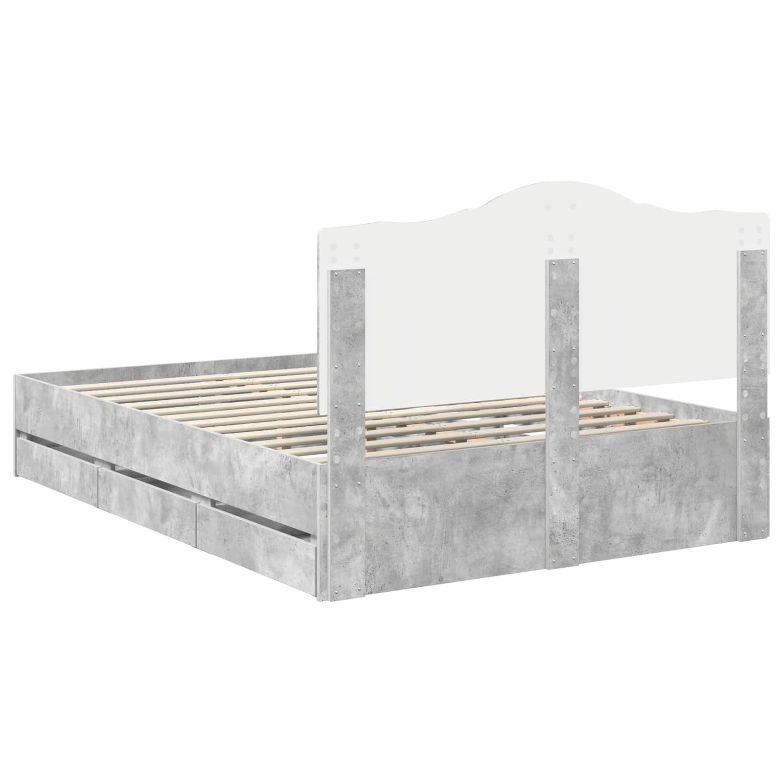 Cadre de lit Gris Béton 140 x 190 cm Bois Ingénierie - XIOS