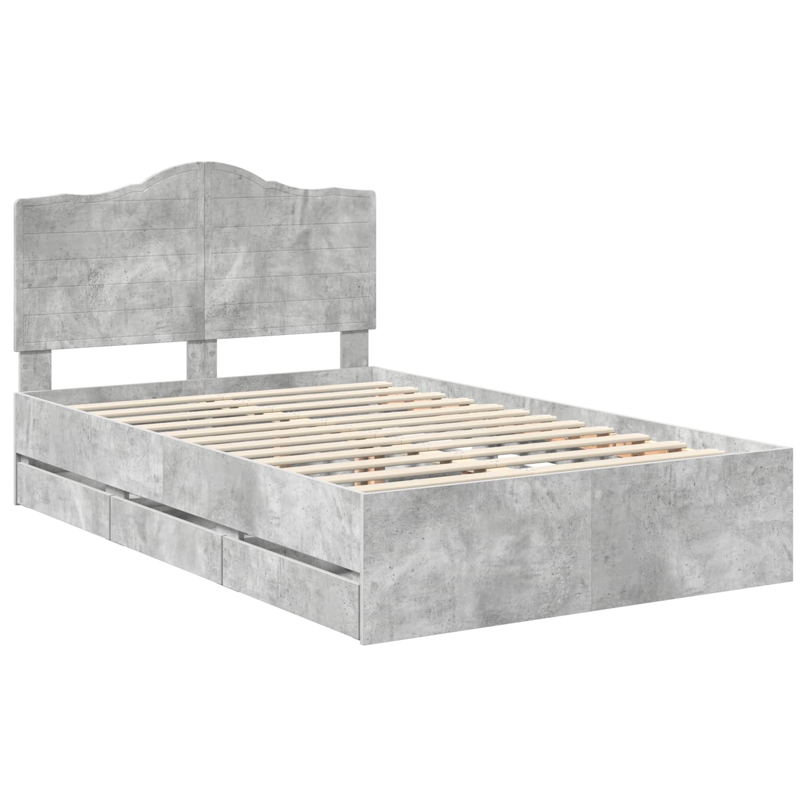Cadre de lit Gris Béton 135 x 190 cm Bois Ingénierie - XIOS
