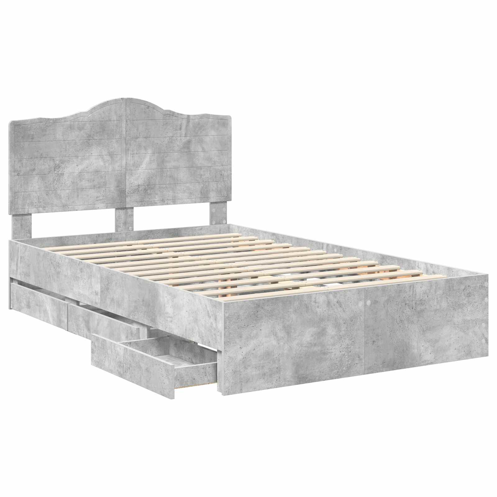 Cadre de lit Gris Béton 135 x 190 cm Bois Ingénierie - XIOS