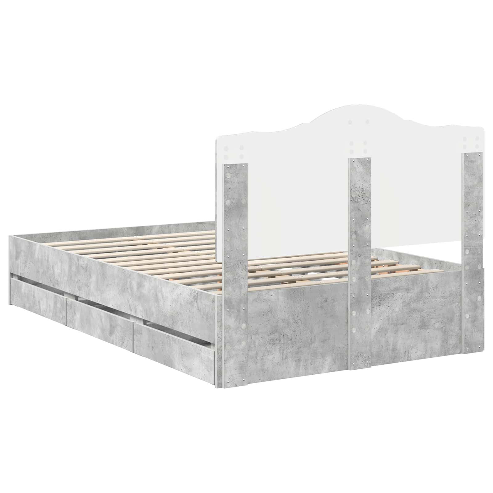 Cadre de lit Gris Béton 135 x 190 cm Bois Ingénierie - XIOS