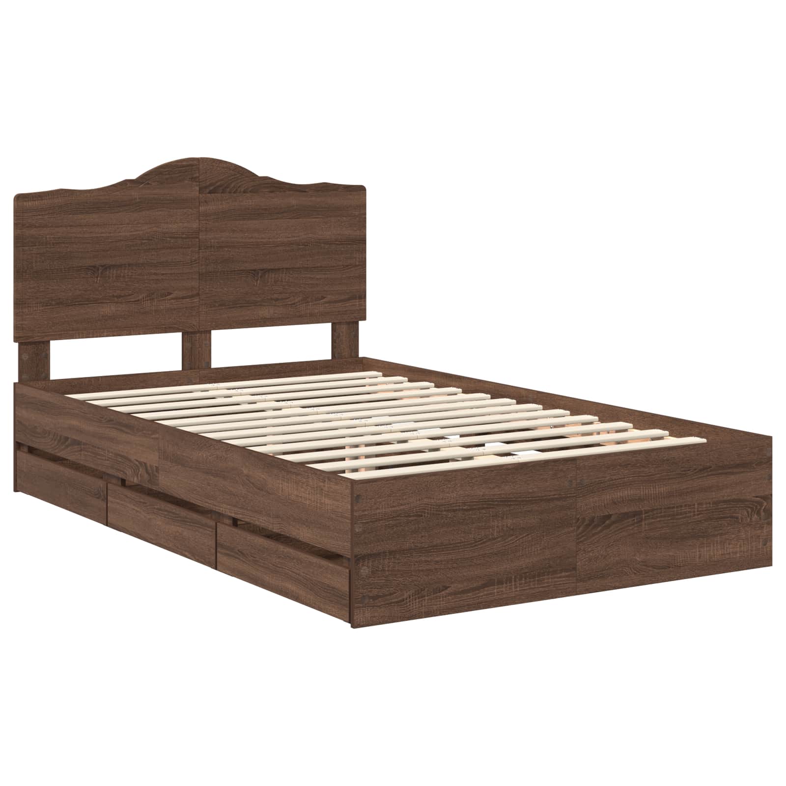 Cadre de lit Chêne brun 135 x 190 cm Bois Ingénierie - XIOS