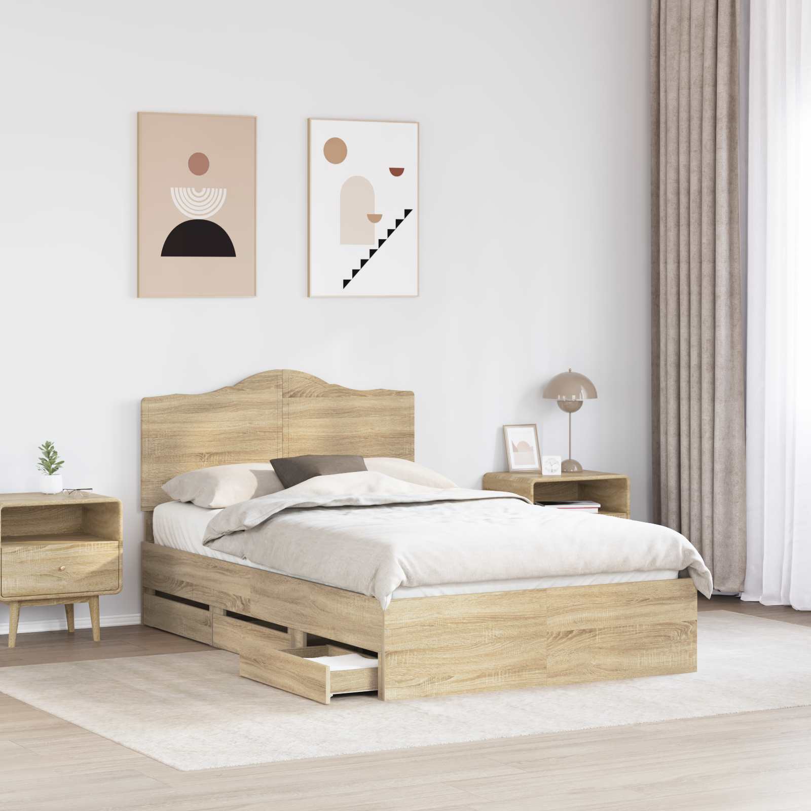 Cadre de lit Chêne Sonoma 120 x 190 cm Bois Ingénierie - XIOS