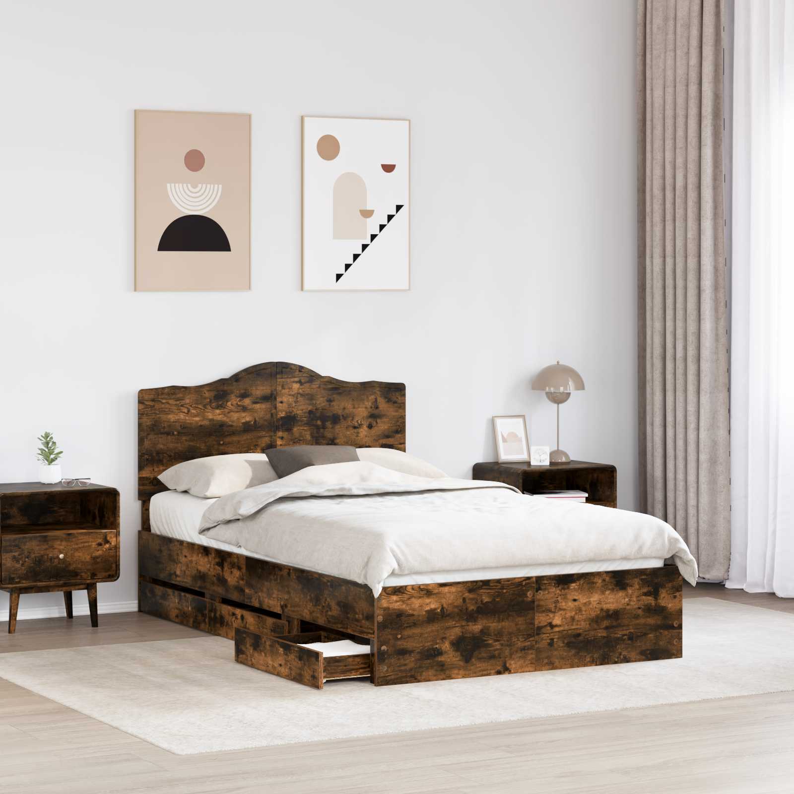 Cadre de lit Chêne Fumé 120 x 190 cm Bois Ingénierie - XIOS