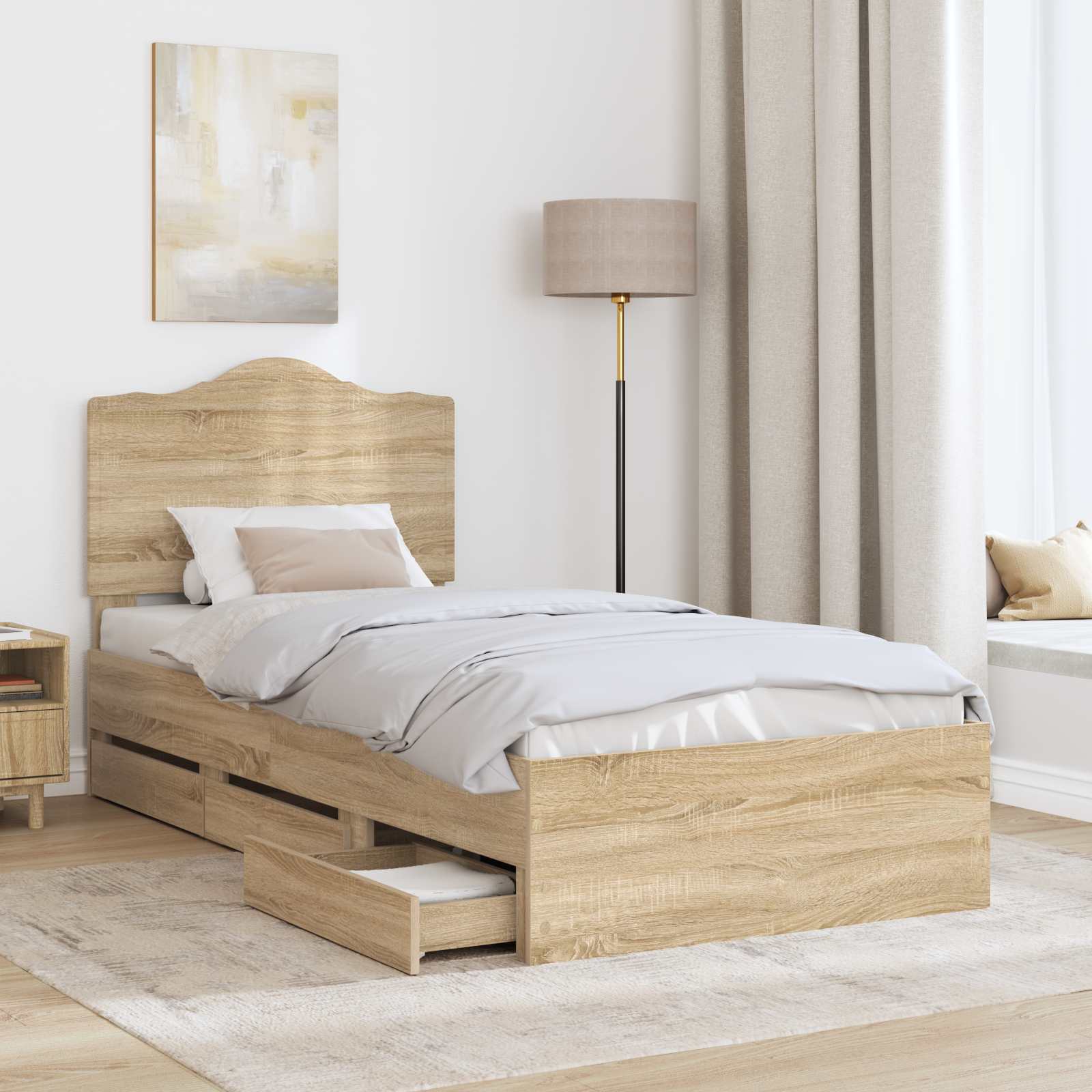 Cadre de lit Chêne Sonoma 100 x 200 cm Bois Ingénierie - XIOS