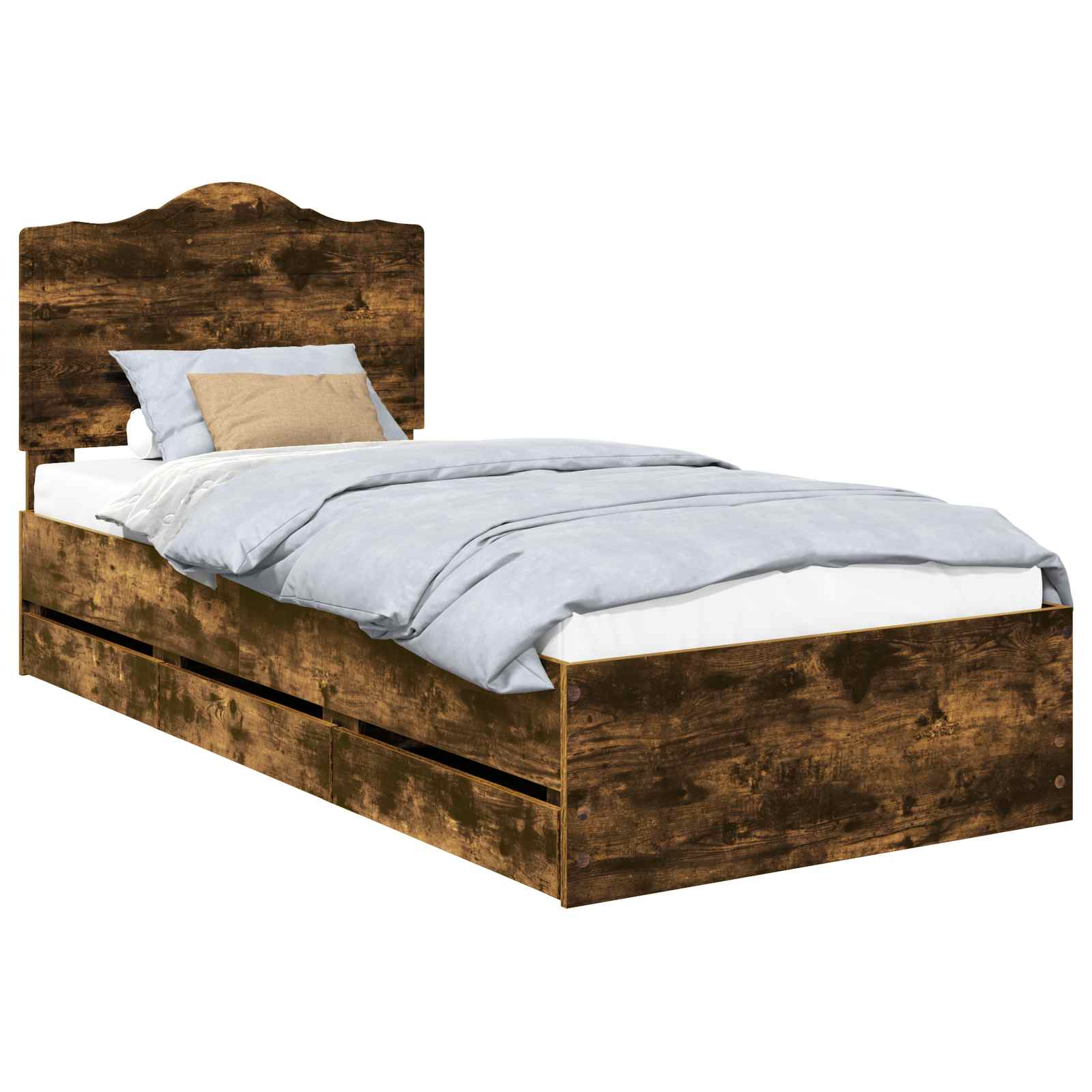 Cadre de lit avec tiroir Chêne Fumé 90 x 200 cm Bois Ingénierie - XIOS
